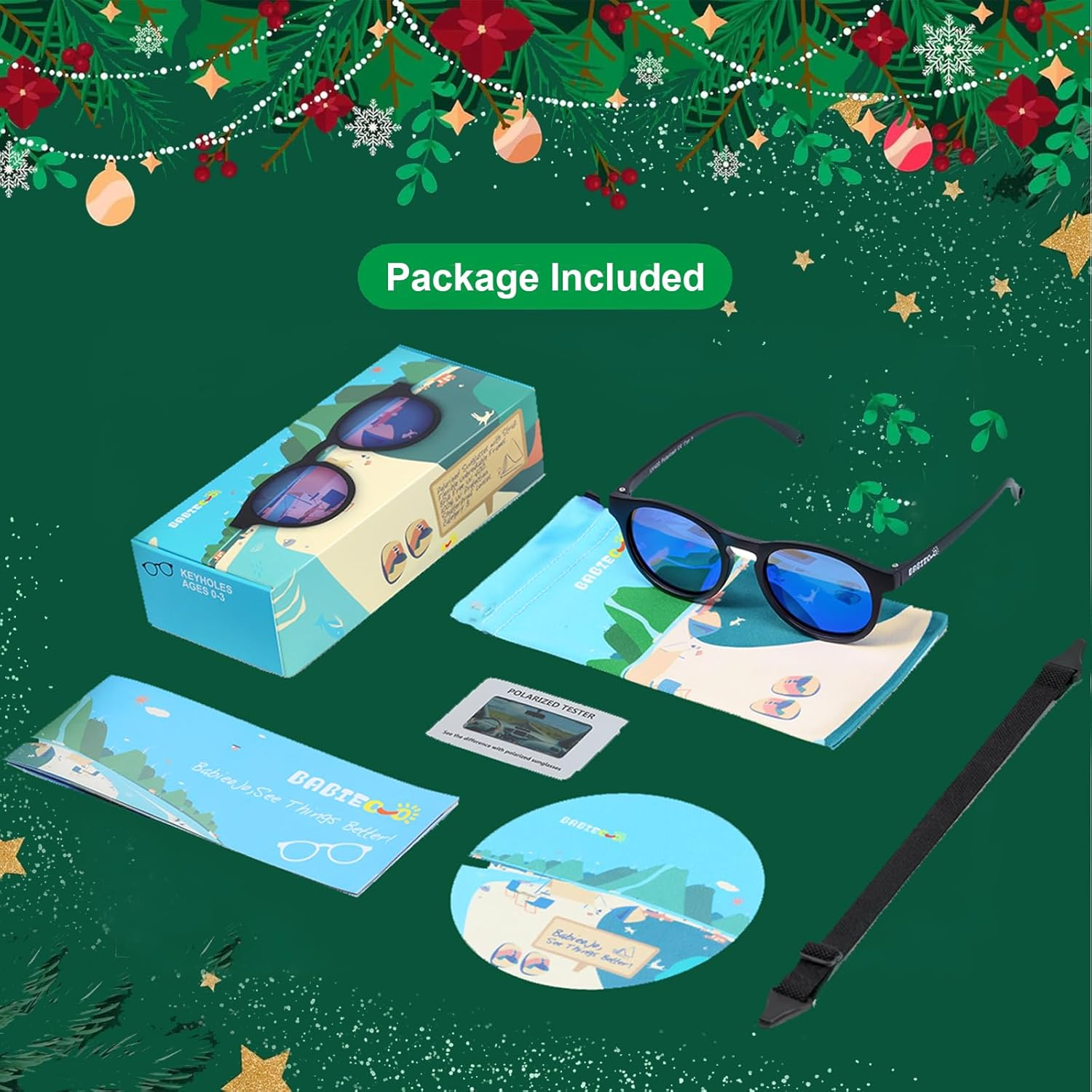 Baby Sunglasses with Strap Polarized Flexible Toddler Sunglasses for Infant Boys Girls Age 0-24 Months