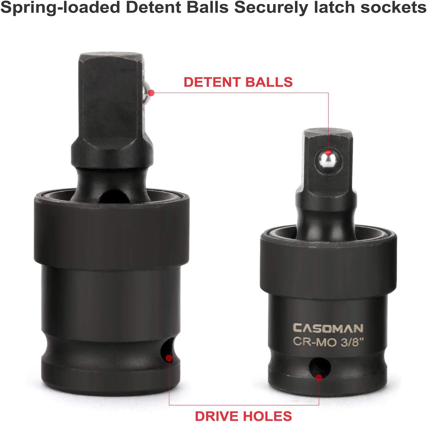 CASOMAN 3-Piece Impact Universal Joint Set - 1/4", 3/8" and 1/2" Drive, CR-MO, Impact Grade, U-Joint Sockets Swivel image number 3