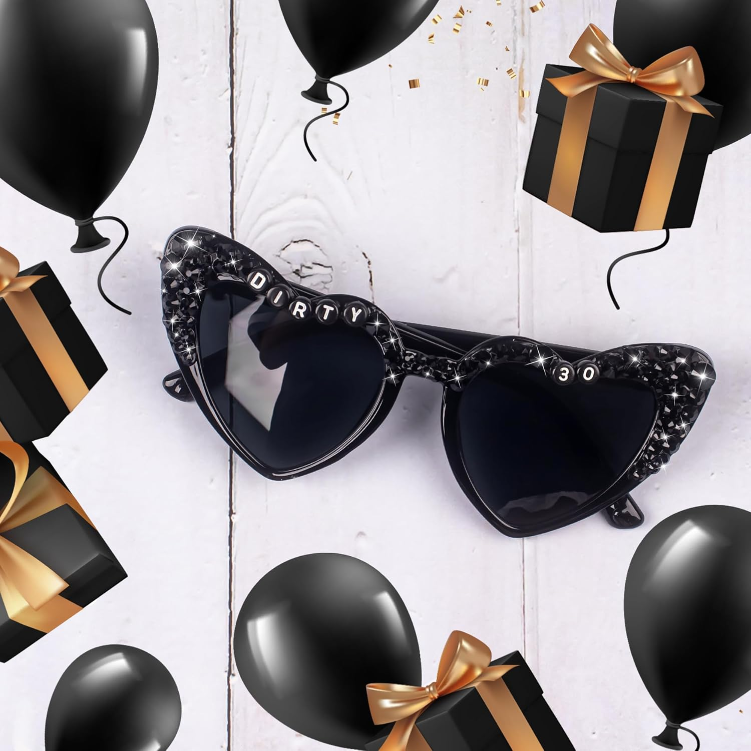 30Th Birthday Glasses - 'Dirty 30' Birthday Party Supplies，Birthday Glasses for Death to My 20S for My Youth Funny Thirtieth Birthday Gift Accessories Party Favors, Black image number 1