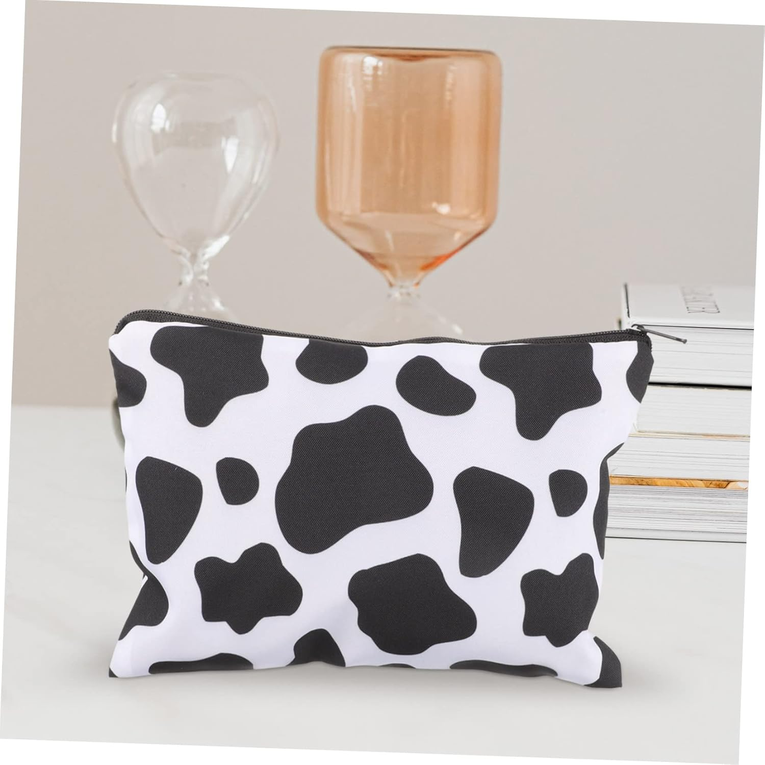 Makeup Bags Travel Cosmetic Organizer 2Pcs Large Square Black and White Cow Print Toiletry Pouch for Girls Portable Multifunctional Storage image number 3