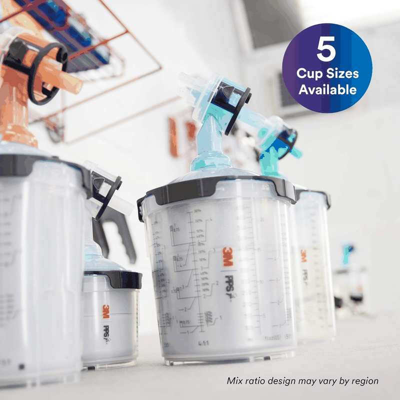 3M PPS 2.0 Spray Gun Cup, Lids and Liners Kit, 26325, Large, 28 Ounces, 125-Micron Filter, Use for Cars, Furniture, House and More, 1 Paint Cup, 50 Disposable Lids and Liners, 32 Sealing Plugs image number 2