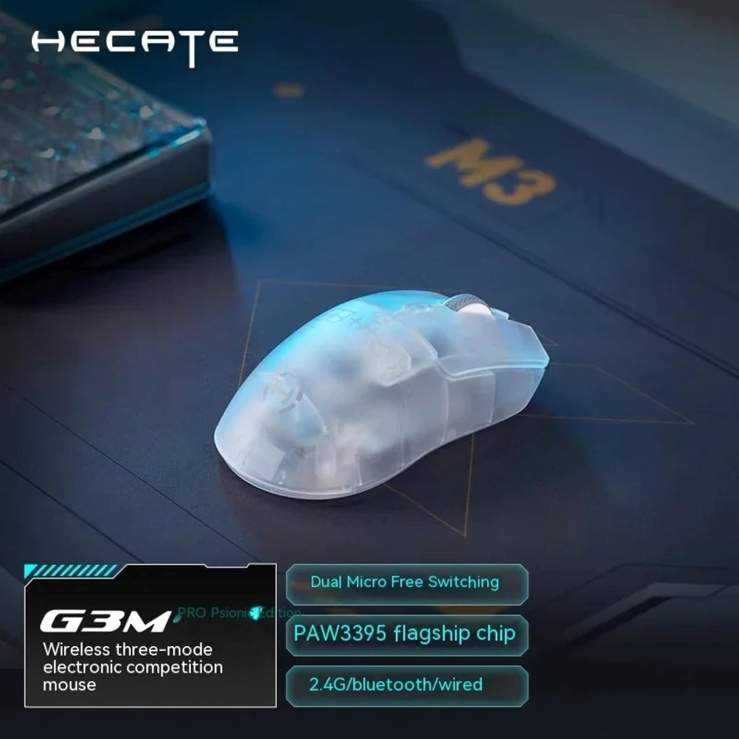 Edifier G3M PRO Wireless Gaming Mouse, Tri-Mode 2.4G/Usb-C/Bluetooth/26000 DPI, Rechargeable Computer Mouse for Laptop PC Mac, Transparent Green image number 6