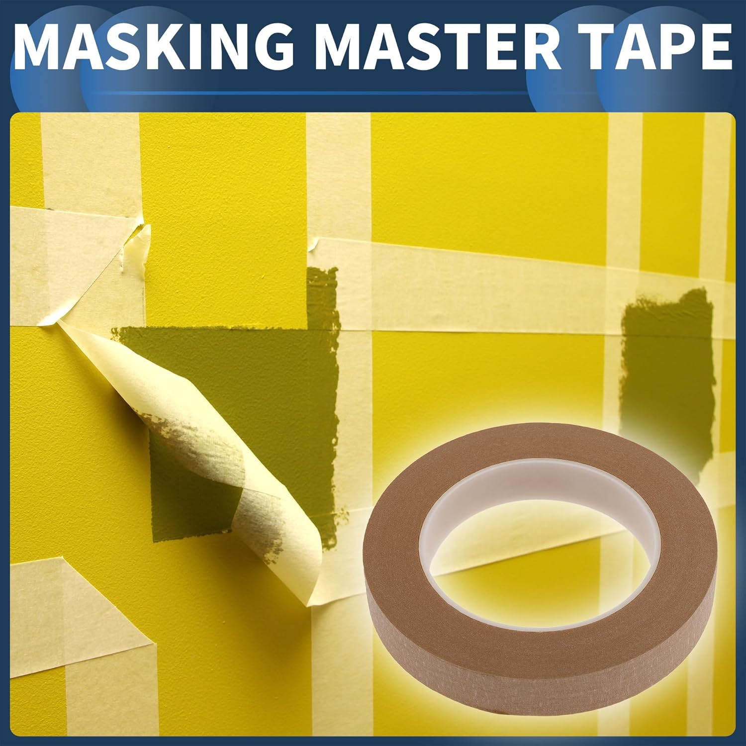 X AUTOHAUX Masking Tape, 0.8 Inches X 32.8 Yards DIY Car Auto Paint Painters Tape Brown, 1 Pc image number 3