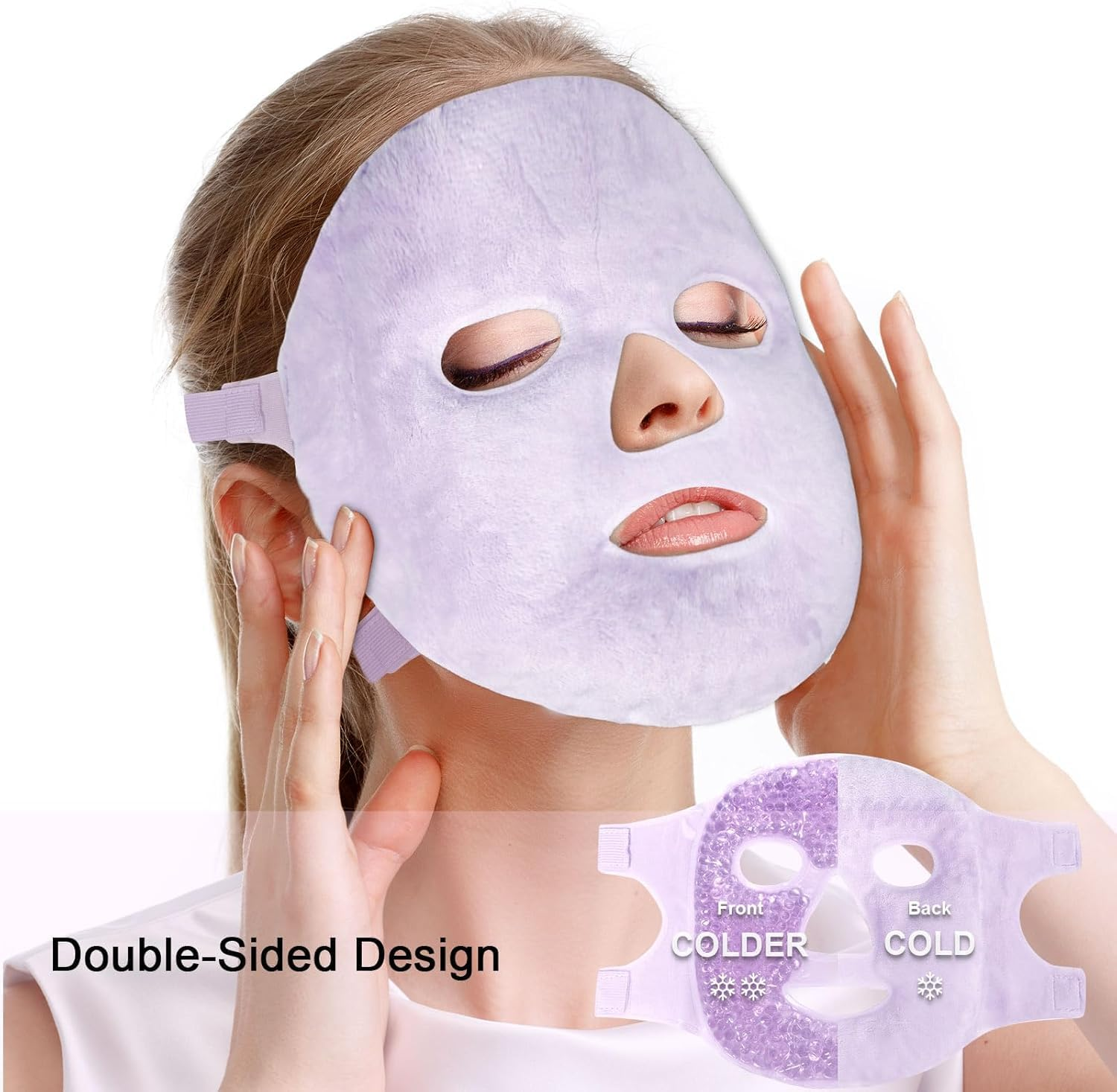 Colding Ice Face Mask and Cooling Eye Mask for Puffy Eyes & Migraine Relief, Gel Eye Mask, Cool Face Masks for Dark Circles, Eye Surgery, Sleeping, Pressure, Headaches, Skin Care (Purple) image number 4