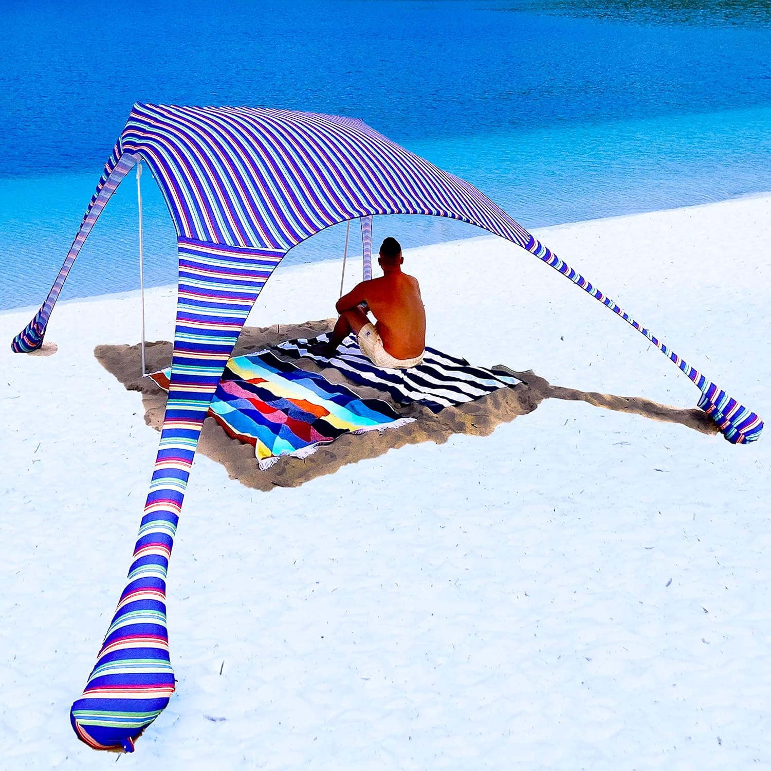 Pop up Beach Tent - Beach Sun Shade with UV Light Protection, 210 X 210 Cm Beach Canopy Sun Shelter for Beach, Camping and Outdoors image number 1