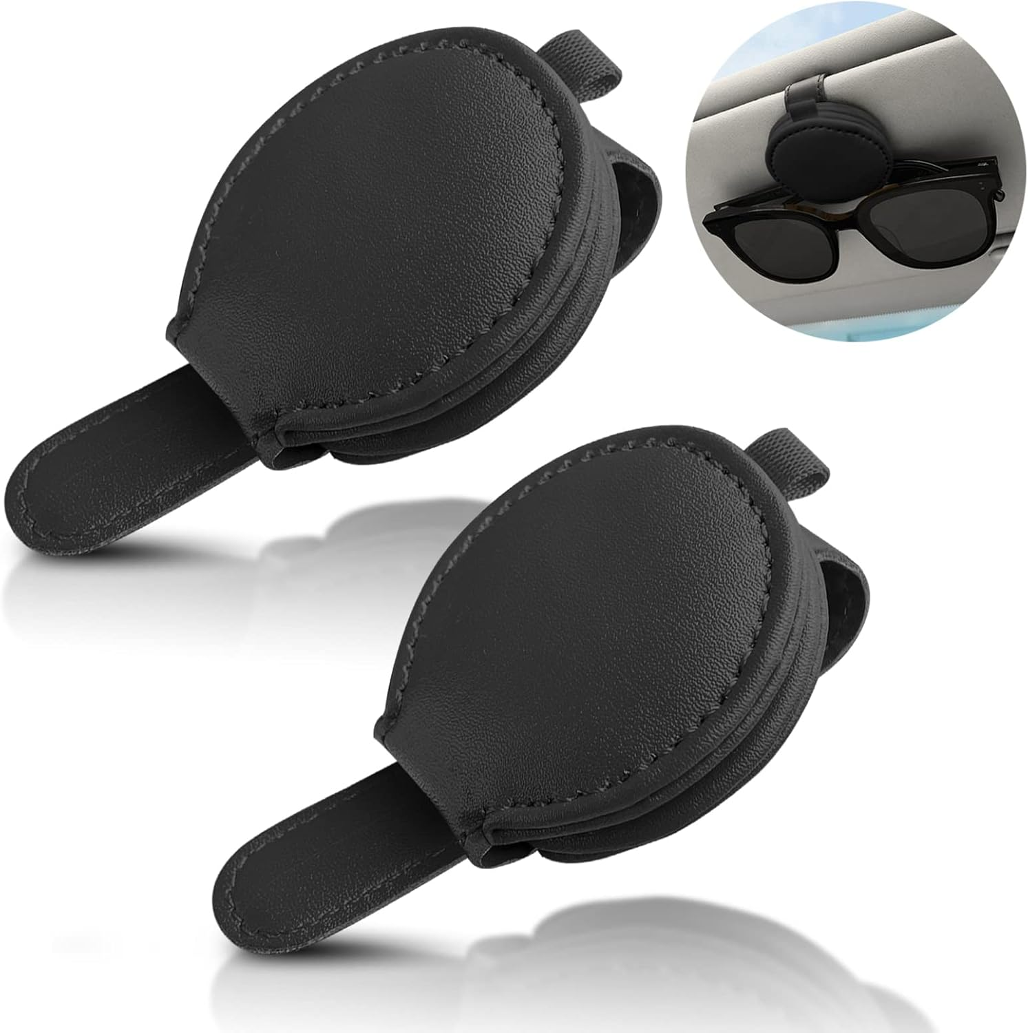 2 Pack Set Black Sunglass Holder for Car,Visor Sunglass Holder,Car Accessories for Man Women