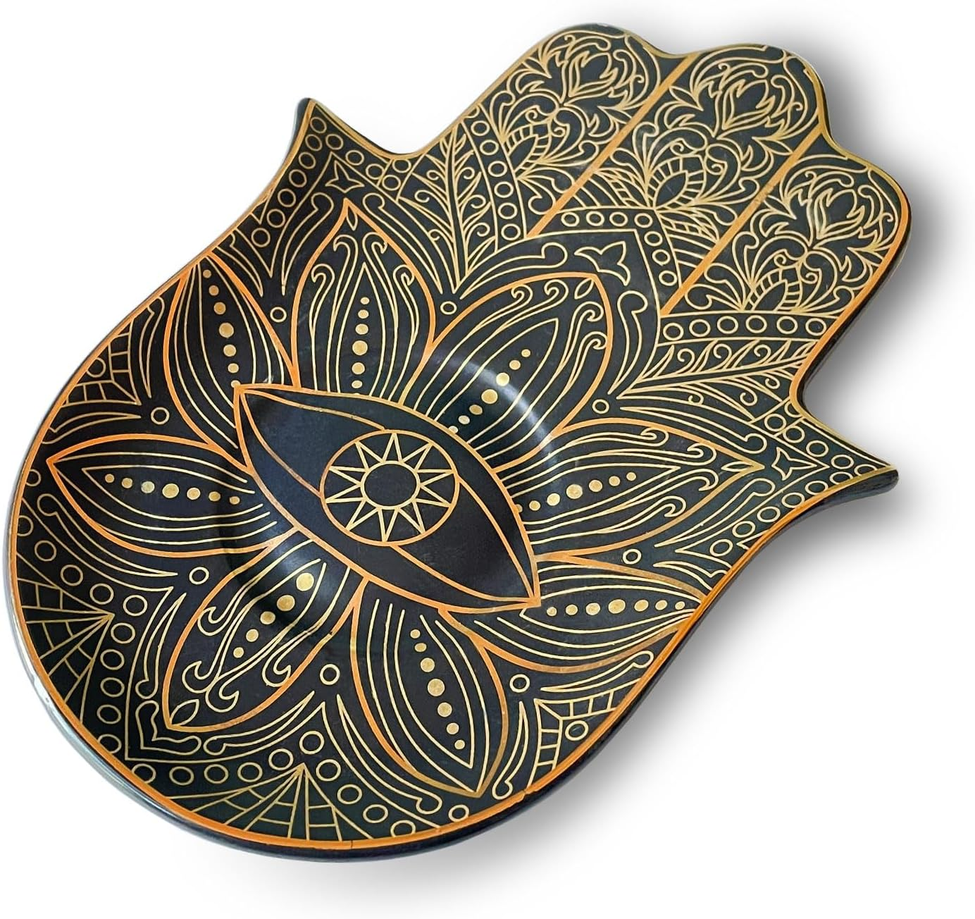 Exquisite Small Ceramic Jewelry Tray - Trinket Dish Evil Eye Decor, Gold Plate Ring Holder, Modern Boho Home Essentials, Perfume Organizer, Witchy, Aesthetic Room Decor, 5.9" X 3.5" (Pharaoh)