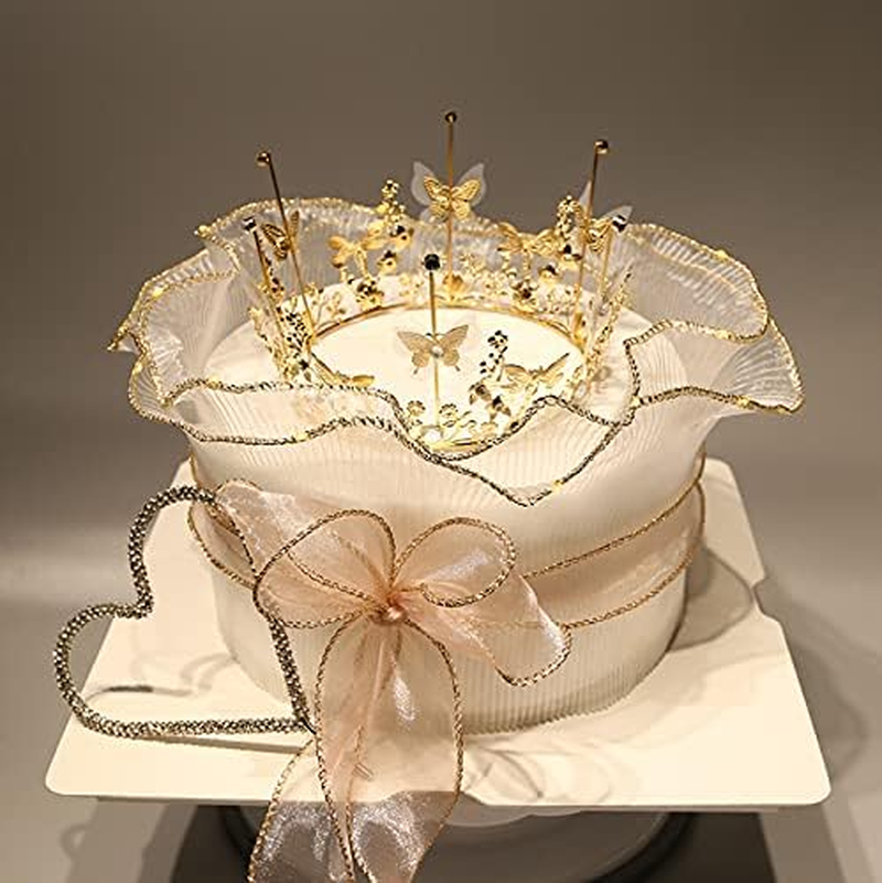 Queen Tiara Crystal Rhinestone Cake Topper for Baby Shower Princess Theme Party Birthday Wedding Christmas Decorations Newborn Photo Prop (Gold) image number 3