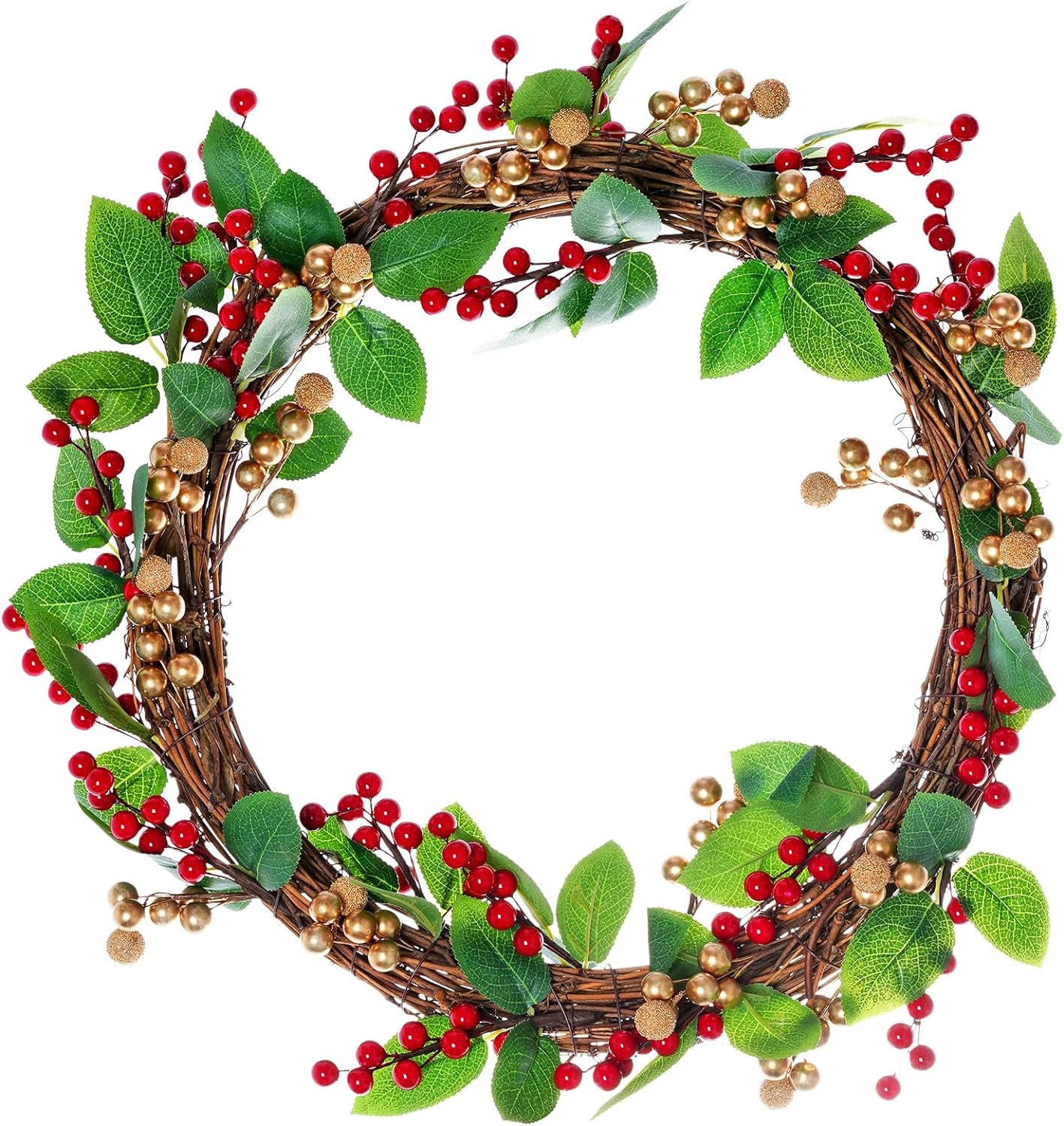 Grapevine Wreath Set, Marrywindix 1 Piece Natural Vine Branch Wreath Christmas DIY Rattan Wreath Garland for Christmas Holiday Craft Wedding Decor (14 In.) image number 6