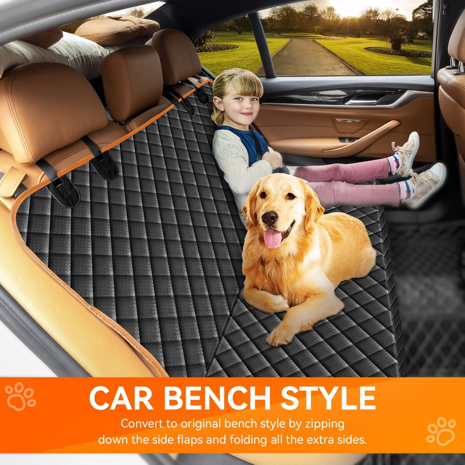 Dog Car Protector, Car Seat Cover, Waterproof Pet Seat Cover Protector for Car, Dog Car Seat Protector for Back Seat, Dog Cover Seat Compatible with Tesla Model 3, Truck＆Suv image number 3