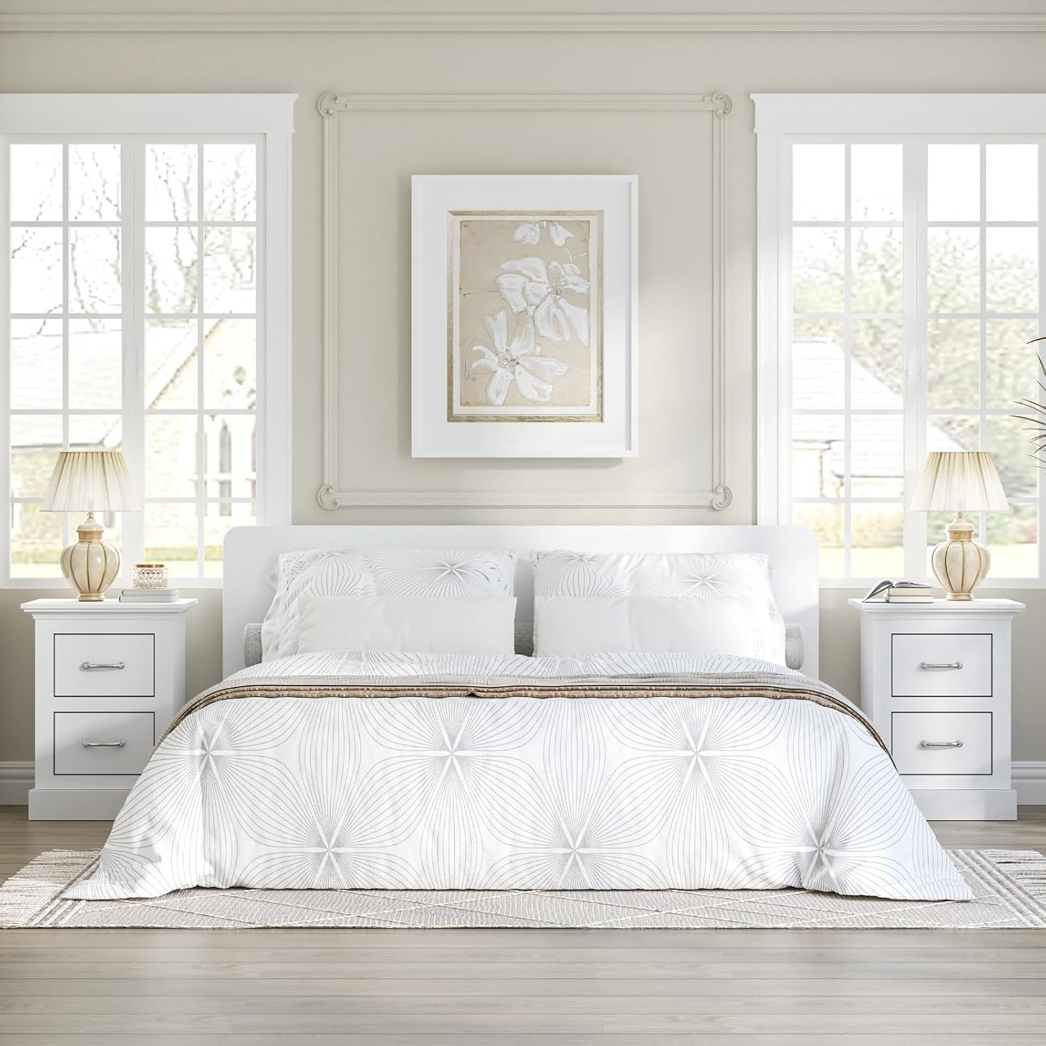 Merryluk White End Table with Dresser, Storage Sofa Side Table, Large Nightstand with Storage for Living Room, Bedroom image number 4