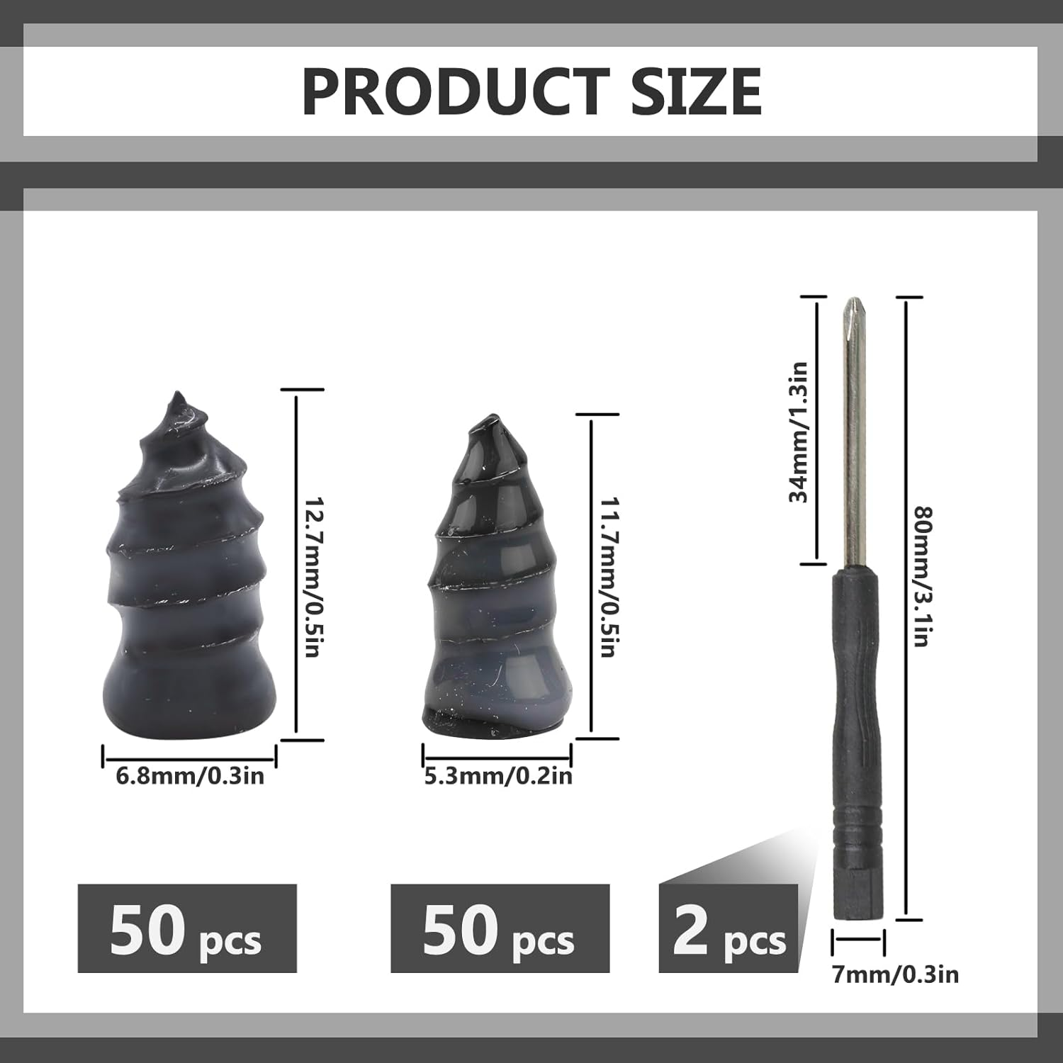 100 Pcs Car Tire Repair Rubber Nails with 2 Screwdriver, Vacuum Tire Nail Repair Kit Sidewall, Self-Service Screw in Tire Plugs for Puncture Motorcycle Flat Truck Tractor (50S & 50L) image number 2