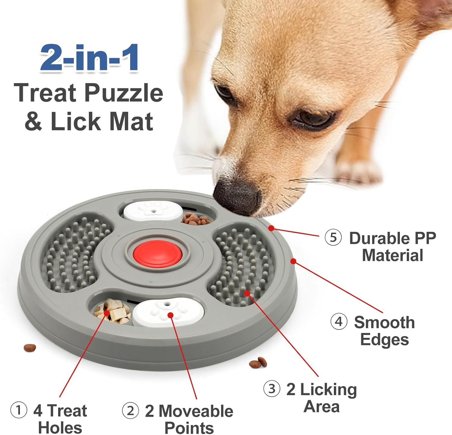 Joyfia Dog Puzzle Toys, Licking Mat Slow Feeder for Dogs Cats, Food Treats Feeder for IQ Training, Anxiety Relief, Peanut Butter Lick Pad for Bathing, Grooming, Slow Feeder Dog Bowl for All Breeds image number 5
