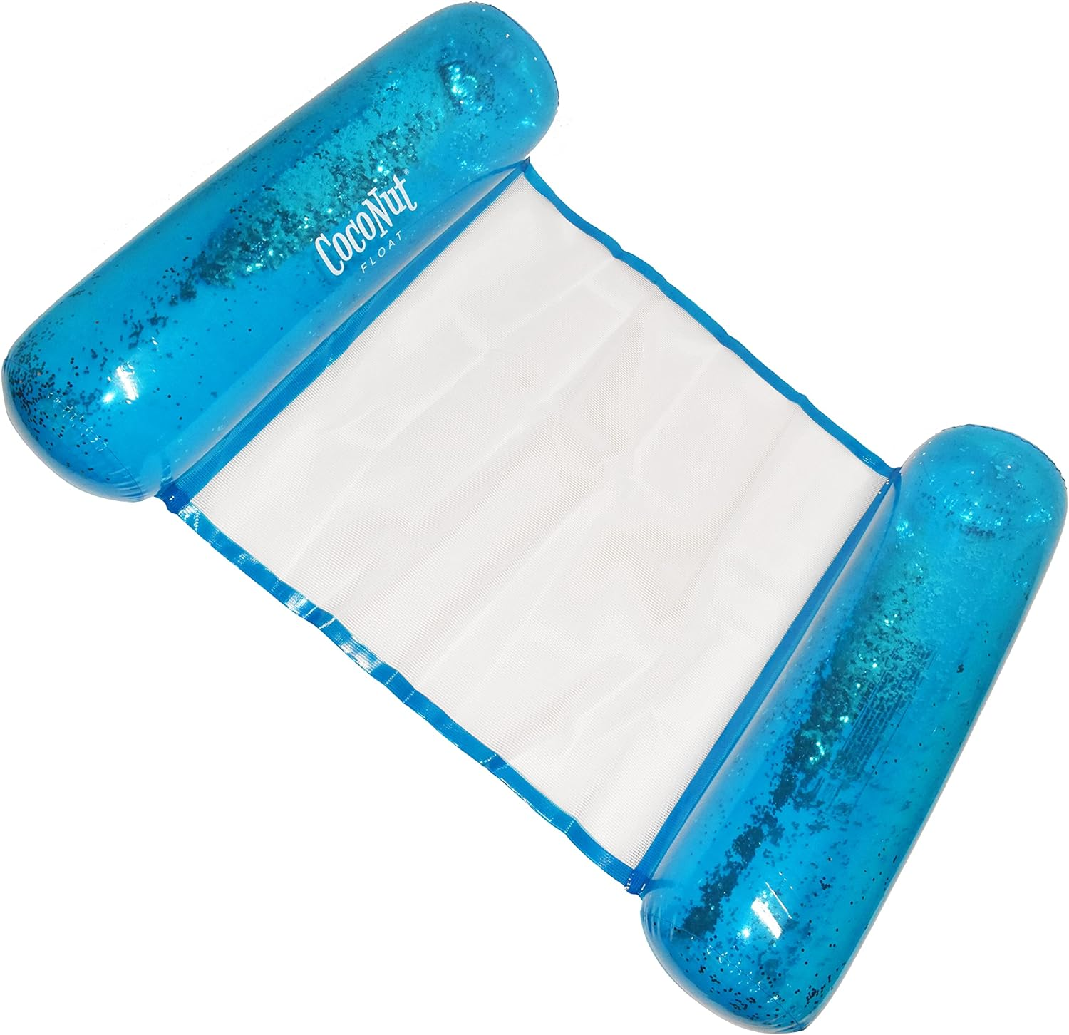 Coconut Float Glitter Hammock Pool Loungers - Adult Size Multi-Purpose Inflatable Drifter, Exercise Saddle & Lounge Chair - Versatile Ride-On for Summer & Swim Parties