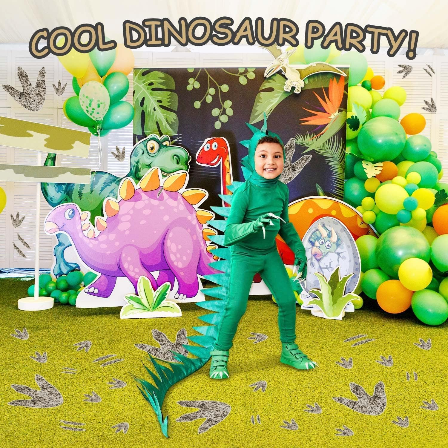 90 Pcs Dinosaur Footprints for Floor Dinosaur Decor, Realistic Footprints Wall Decals for Kids Classroom Party Decoration School Playroom Baby Nursery Bedroom Home（3 Sizes image number 2