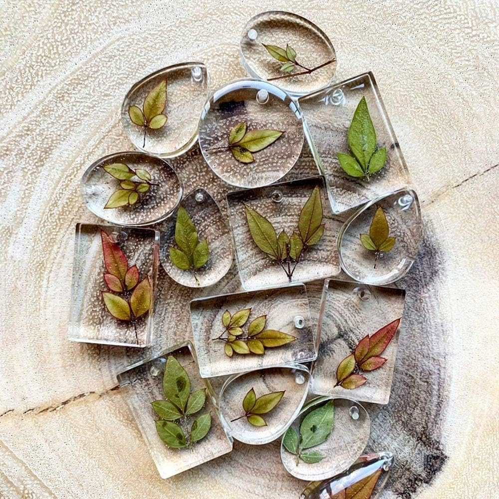 LALOCAPEYO 20 Pcs Silicone Resin Molds with Hanging Hole with Keychain Rings for Jewelry Making DIY Craft for Resin Jewelry Casting Molds, Silicone Molds Pendant Mold