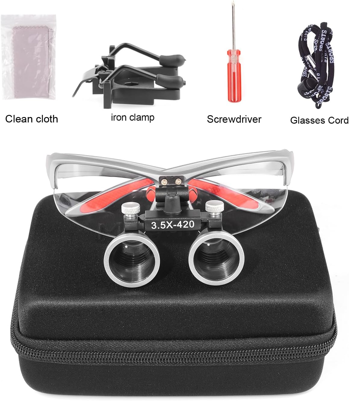 Loupes 2.5X 3.5X Magnification Binocular Magnifier Optical Glass Lens (3.5X, Silver) image number 3