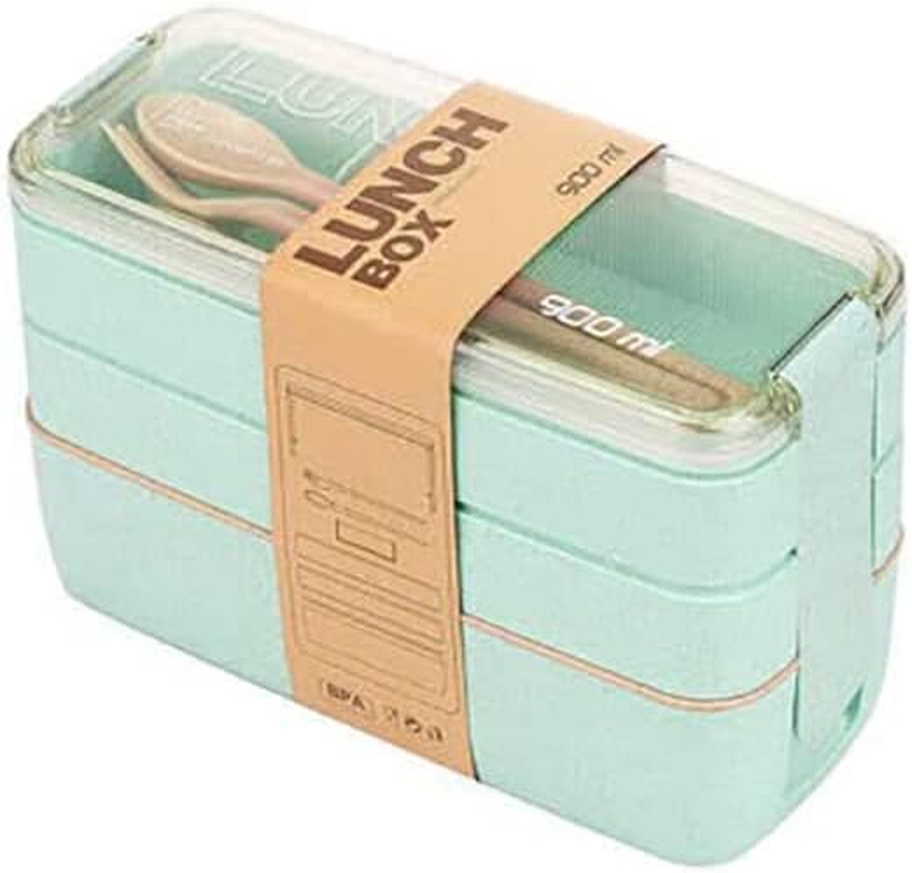 AIMALL Bento Box 3-Layer Students Lunch Box Eco-Friendly 900Ml Food Container, for Kids & Adults
