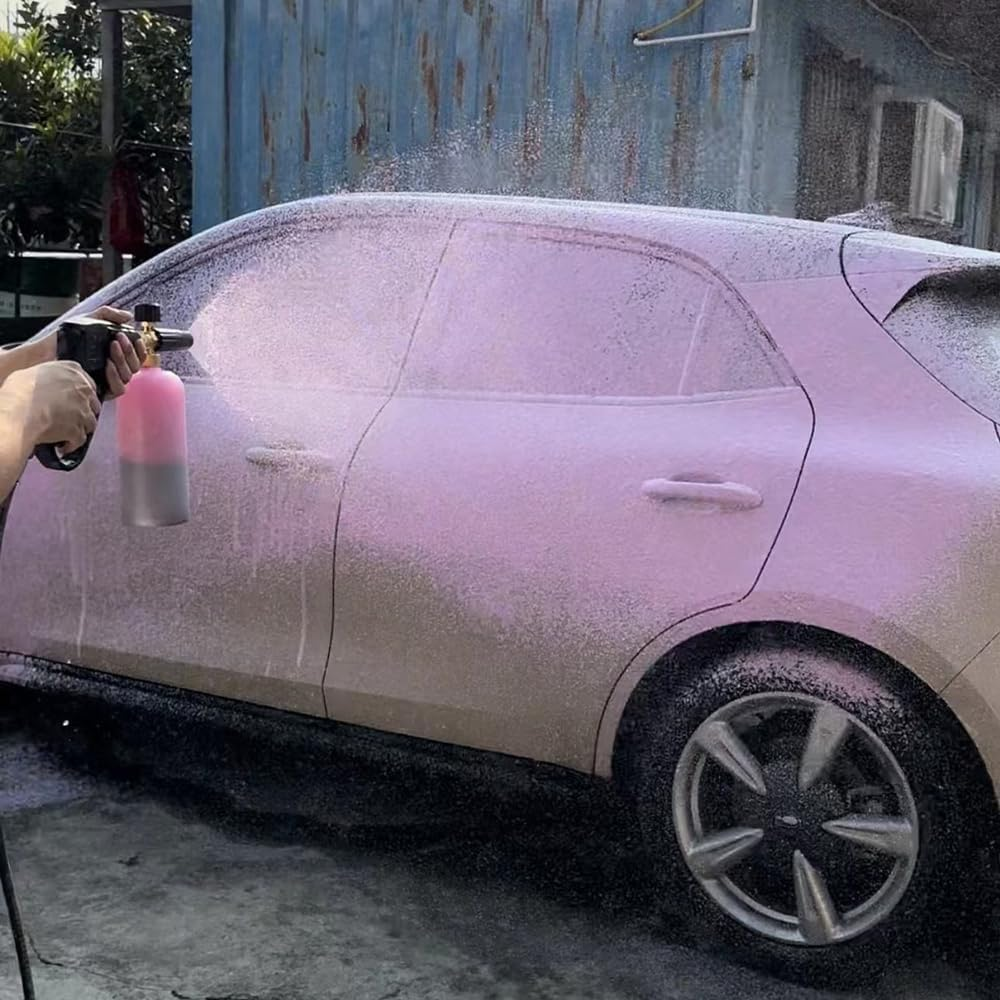 High Pressure Washer Gun and Foam Spray Gun Kit with 1/4&rdquo; Standard Quick Connector, M22 14 Mm Fitting Hose Connector with 5 Nozzle Heads at Different Angles for Car Floor Deck Windows Cleaning image number 5