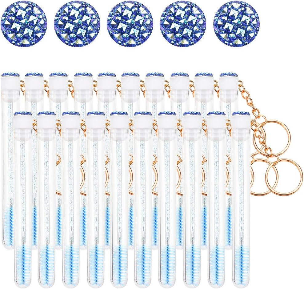 Lash Shampoo Brush Set - 10Pcs Crystal Cleansing Brush, 10Pcs Disposable Tube Mascara Wands, 3Pcs Empty Shampoo Bottles for Extensions Aftercare