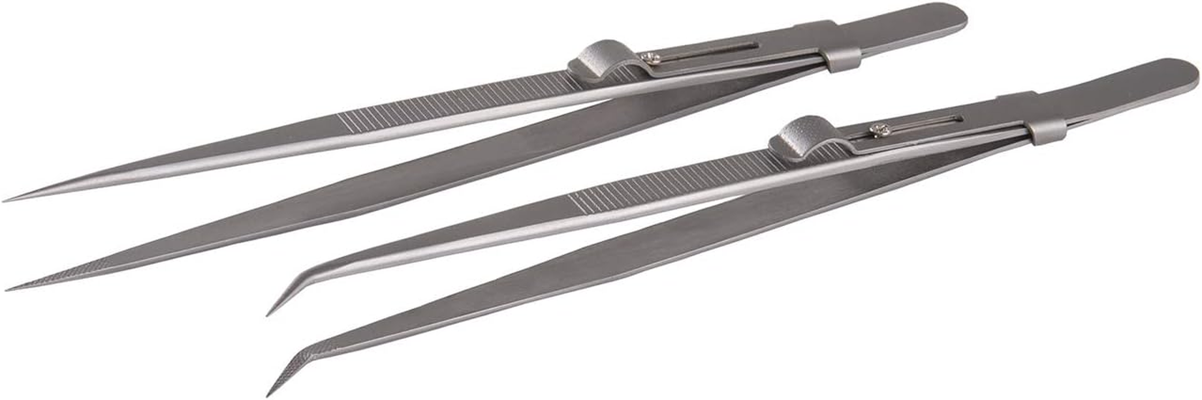 Tweezers, Precision Tweezers Set, Anti-Static Stainless Steel Curved of Tweezers, for Electronics, Laboratory Work, Jewelry-Making, Craft, Soldering, Etc（2 PCS） image number 5