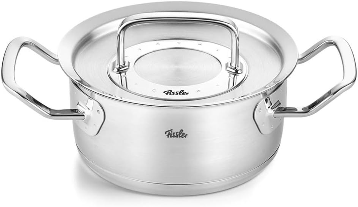 Fissler Original Profi Collection/Roasting Pot (Diameter 16 Cm, 1.4 Litres) Stainless Steel Cooking Pot, Roasting Dish with Metal Lid - Induction, Silver