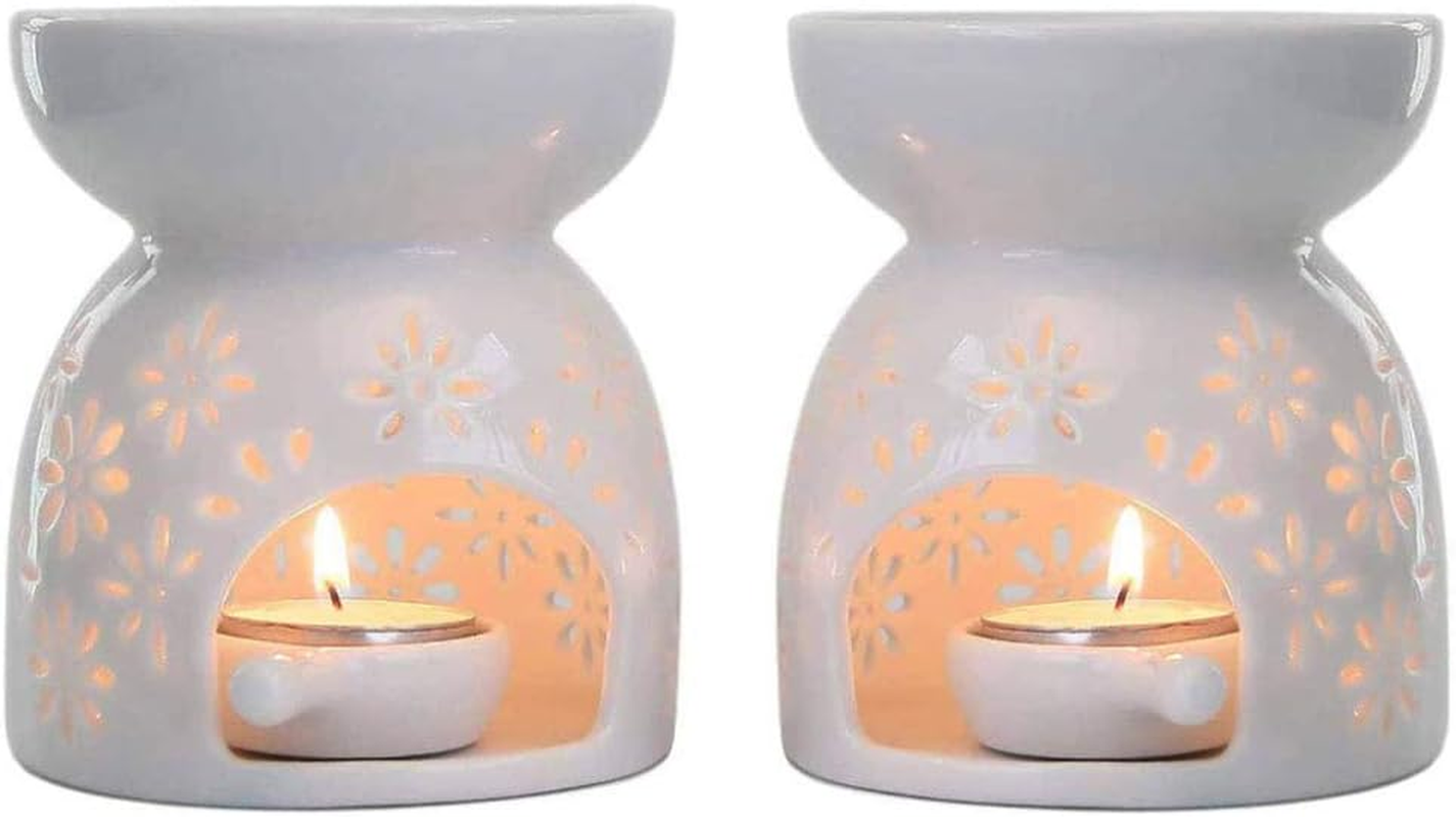 Scented Candle Fragrance Melter Tea Light Holder,Aromatherapy Aroma Burner Ceramic Lamp Cylinder Diffuser Candle Tealight Holder Home Bedroom Decor Christmas Housewarming Gift image number 1