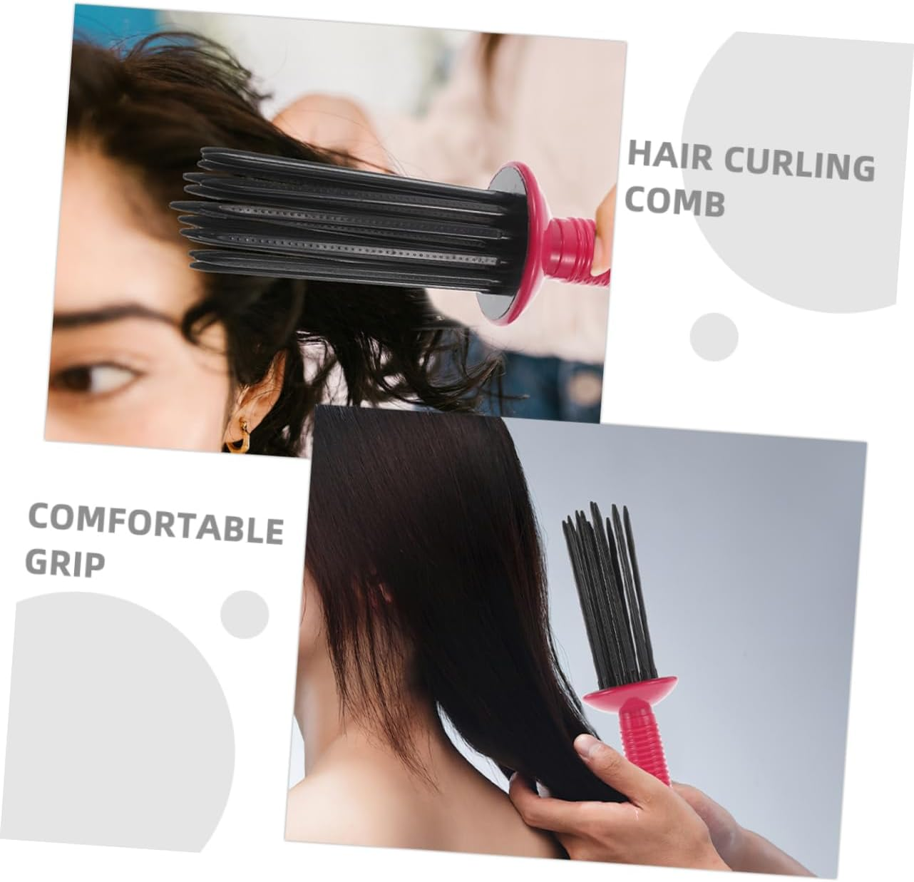 2Pcs Fluffy Curling Brush Slip Hair Curling Comb for Curly Hair Styling Tools Portable Air Volume Comb for Travel Styling image number 2