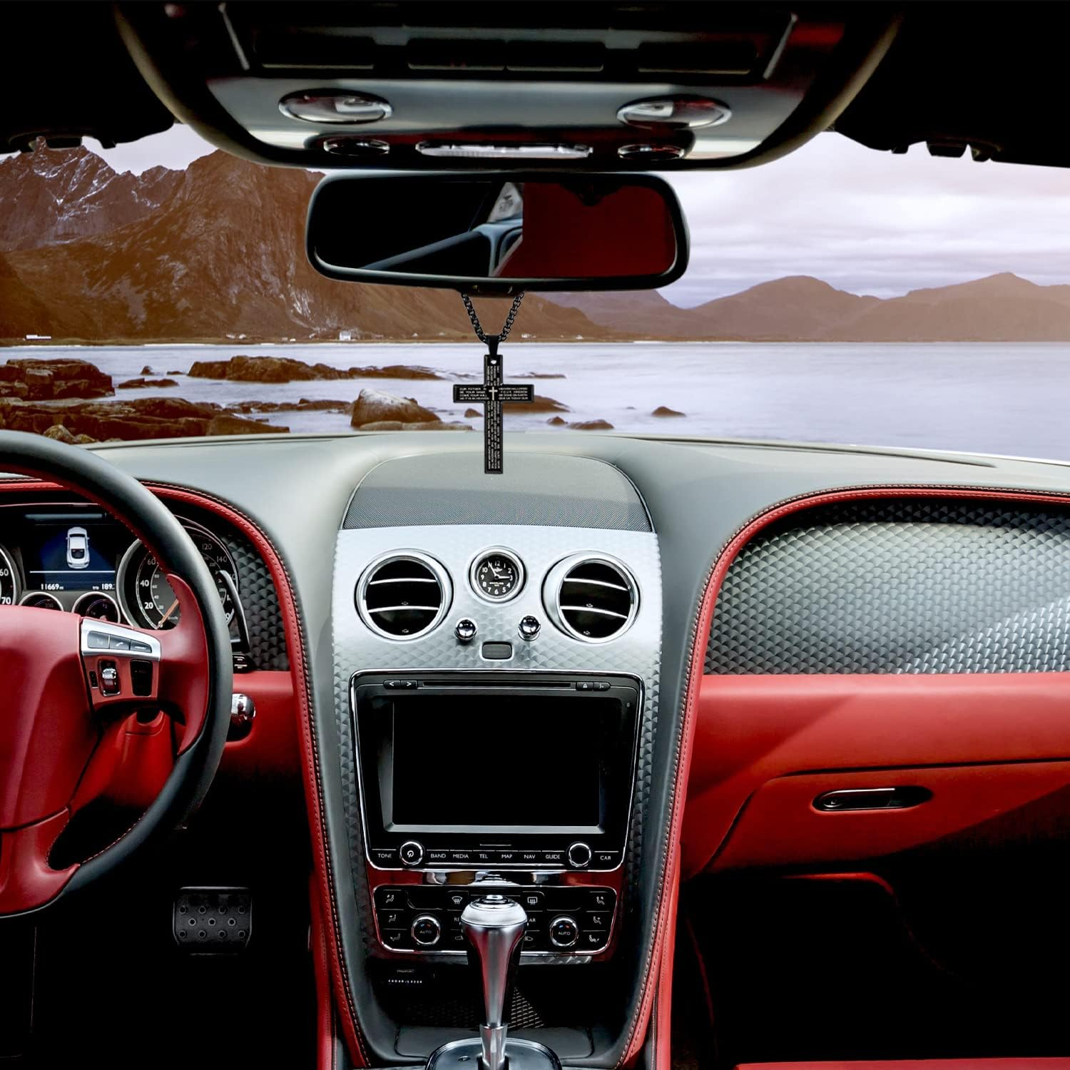 Car Mirror Hanging Accessories Bible Cross Pendant, Car Decor, Stainless Steel, Patriotic, Valentine'S Day image number 3