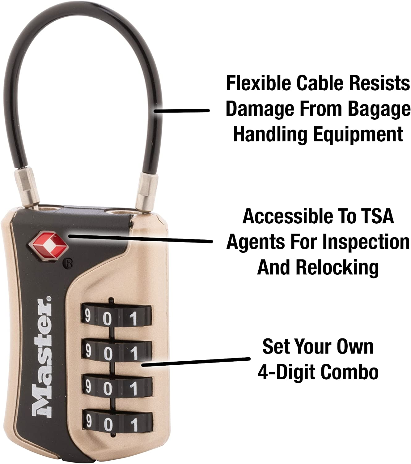 Master Lock 4697D Set Your Own Combination TSA Approved Luggage Lock, 1 Pack, Colors May Vary image number 6