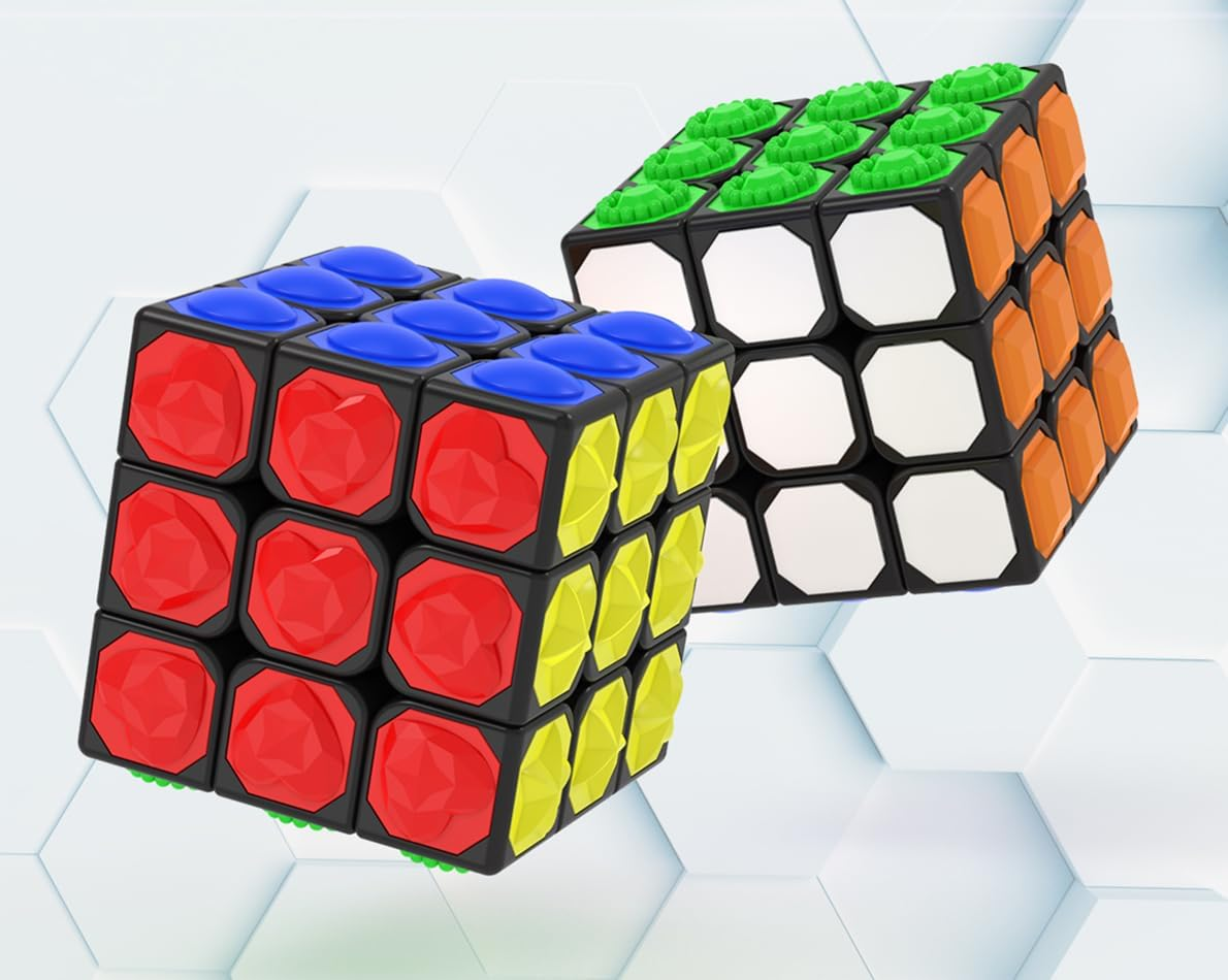 Willking 3X3 Speed Cube Special 3 by 3 Tactile Impression Speed Cube 3X3X3 Magic Speed Cube Puzzles Special Cube Touch Twist Patch Visually Impaired Cube image number 3