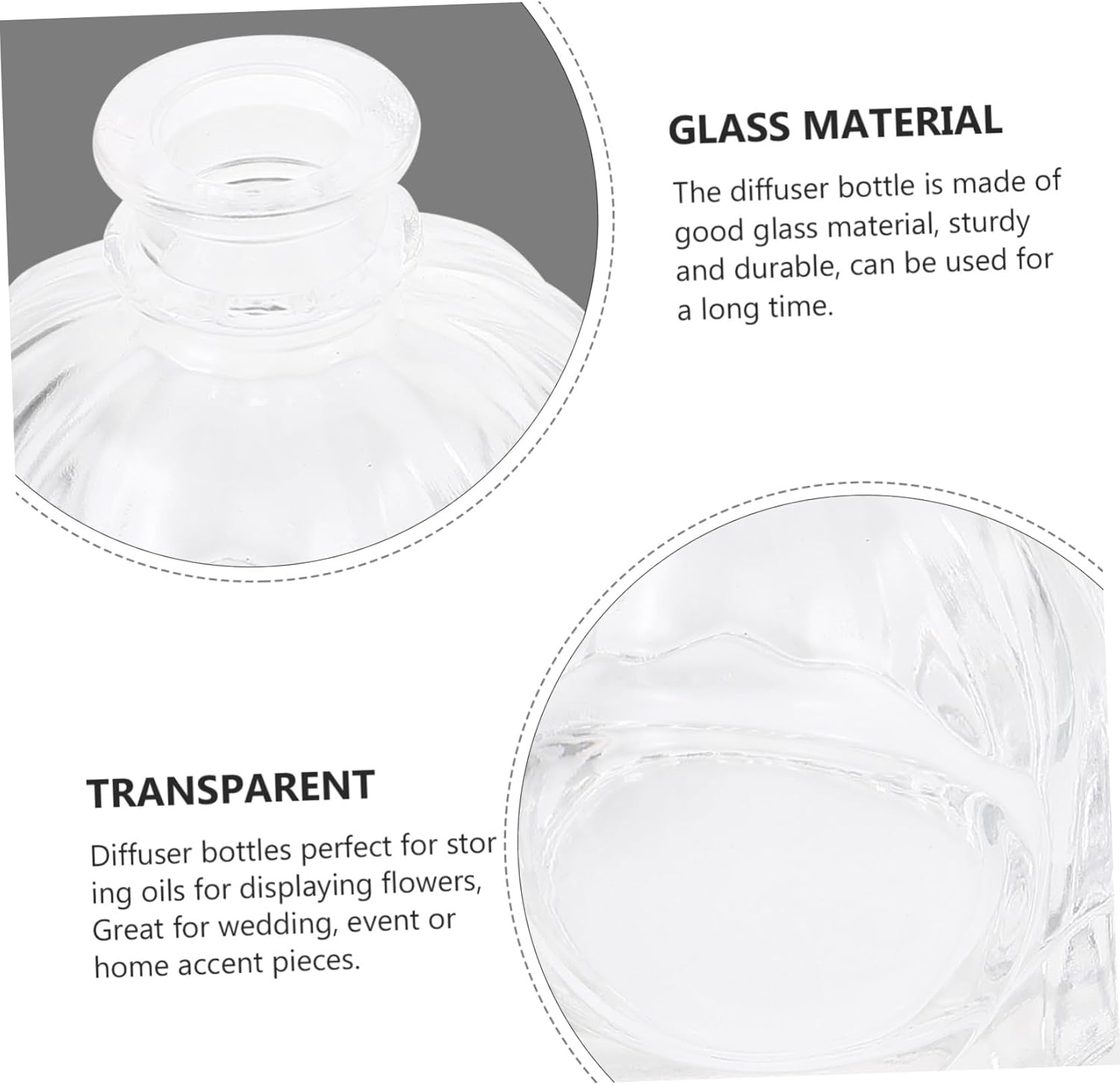 Beavorty 4Pcs Vintage Style Glass Diffuser Bottles 100Ml Refillable Aromatherapy Jars Carved Pattern for Home Decor image number 6