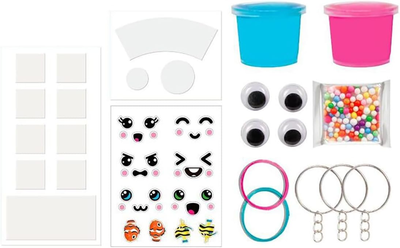 Nano Craft- Keychain Squishy Kit, Multi-Coloured Nano Tape Kit, Blowing Bubble Balloon, Craft Kit, Double Sided, Girls, Boys, Children and Adults, 26 Pieces