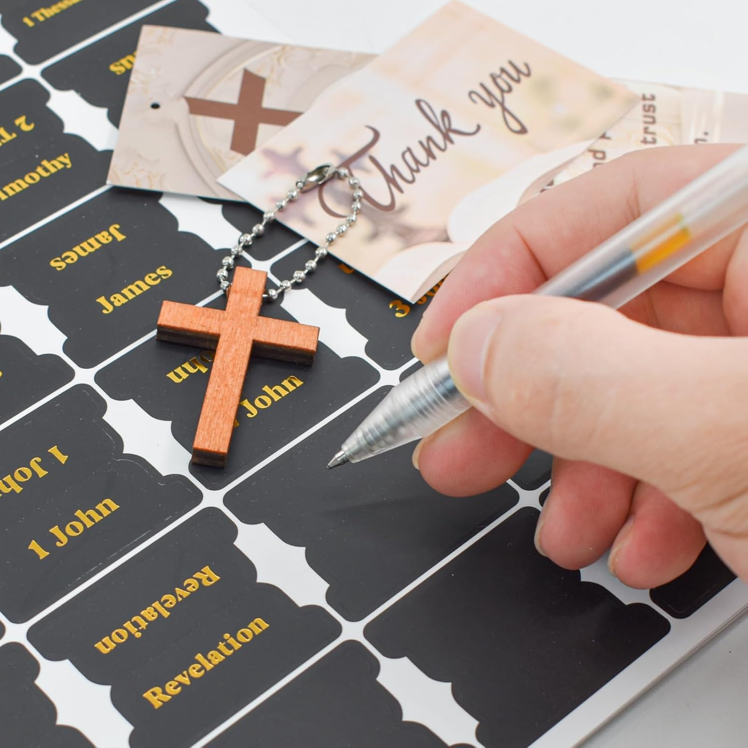 VANRA Bible Tabs for Men Women Study Bible, 96 PCS Black Laminated Bible Tabs Gold Lettering Large Print Bible Journaling Supplies for Old and New Testament image number 6