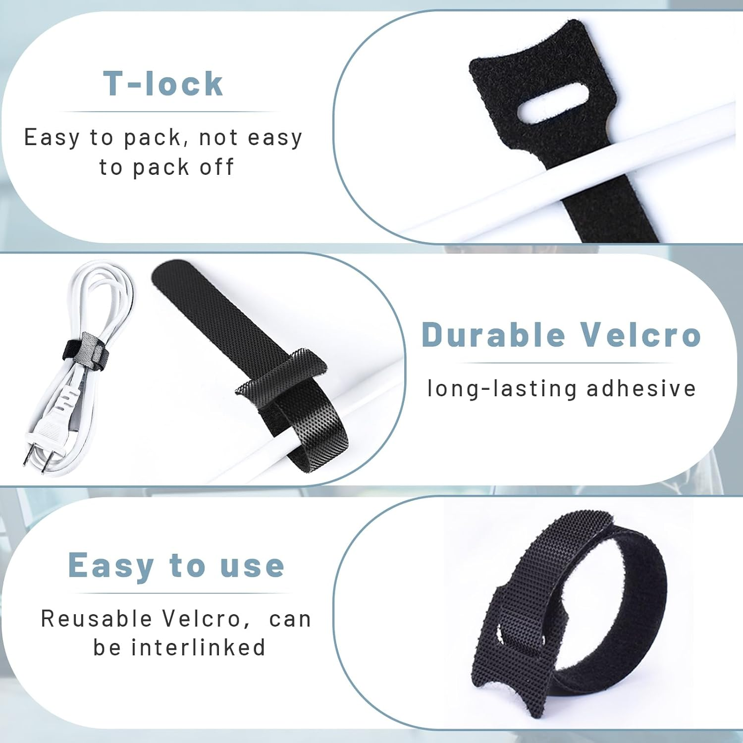 120Pcs Reusable Cable Ties Straps 6 * 1.2" Wire Ties Strap, Multi-Purpose Cable Management Cord Organizer, Adjustable Tidy Zip Ties Replacement for Computer, Electronics, Home, Office image number 2