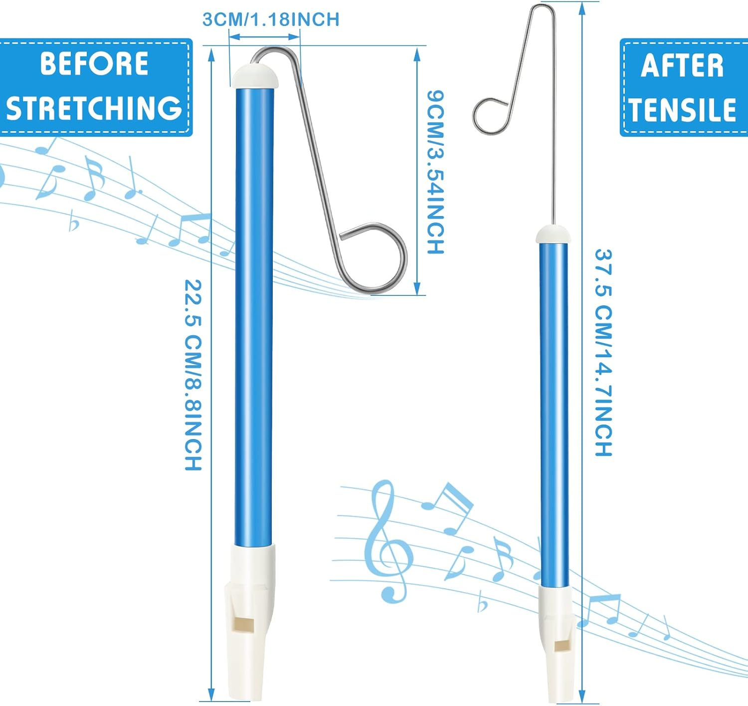 4 Pieces Slide Whistle Instrument Whistle Musical Instrument Slide Whistle Party Favors for Games Birthday Educational Party Supplies, Blue