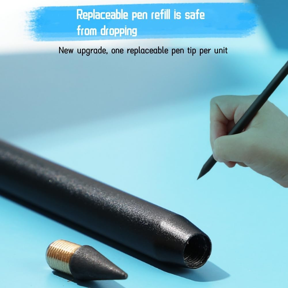4 Pcs Forever Pencil,Metal Inkless Pencils Eternal, Metal Mechanical Pencil 0.5, Erasable Pens, Unlimited Writing Eternal Pencil, Infinity Reusable Mechanical Pencil with 4 Replaceable Nib image number 3