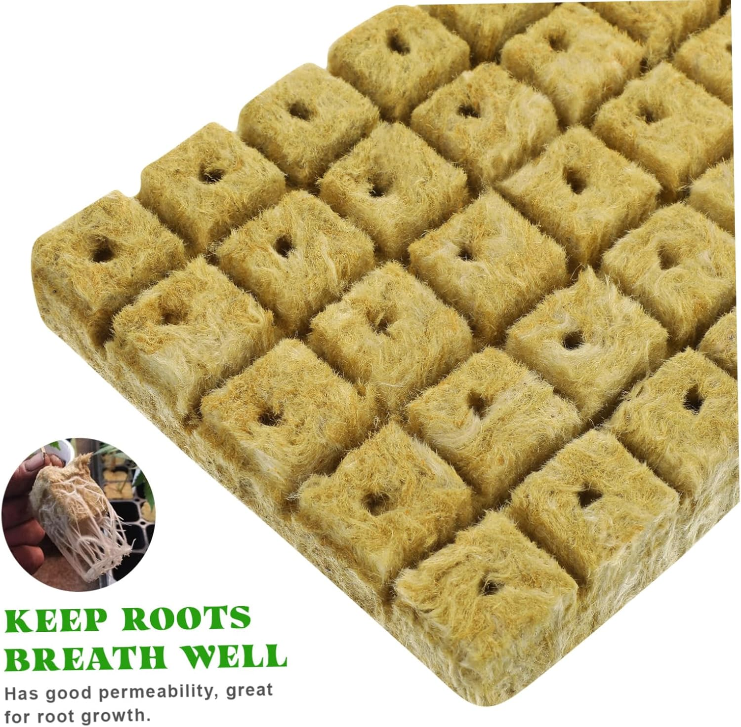 CANIGHT 100Pcs Hydroponic Grow Cubes Plugs for Indoor and Outdoor Gardening 25X25X30Mm Nutrient Blocks for Soilless Cultivation Compatible Hydroponic Systems image number 6