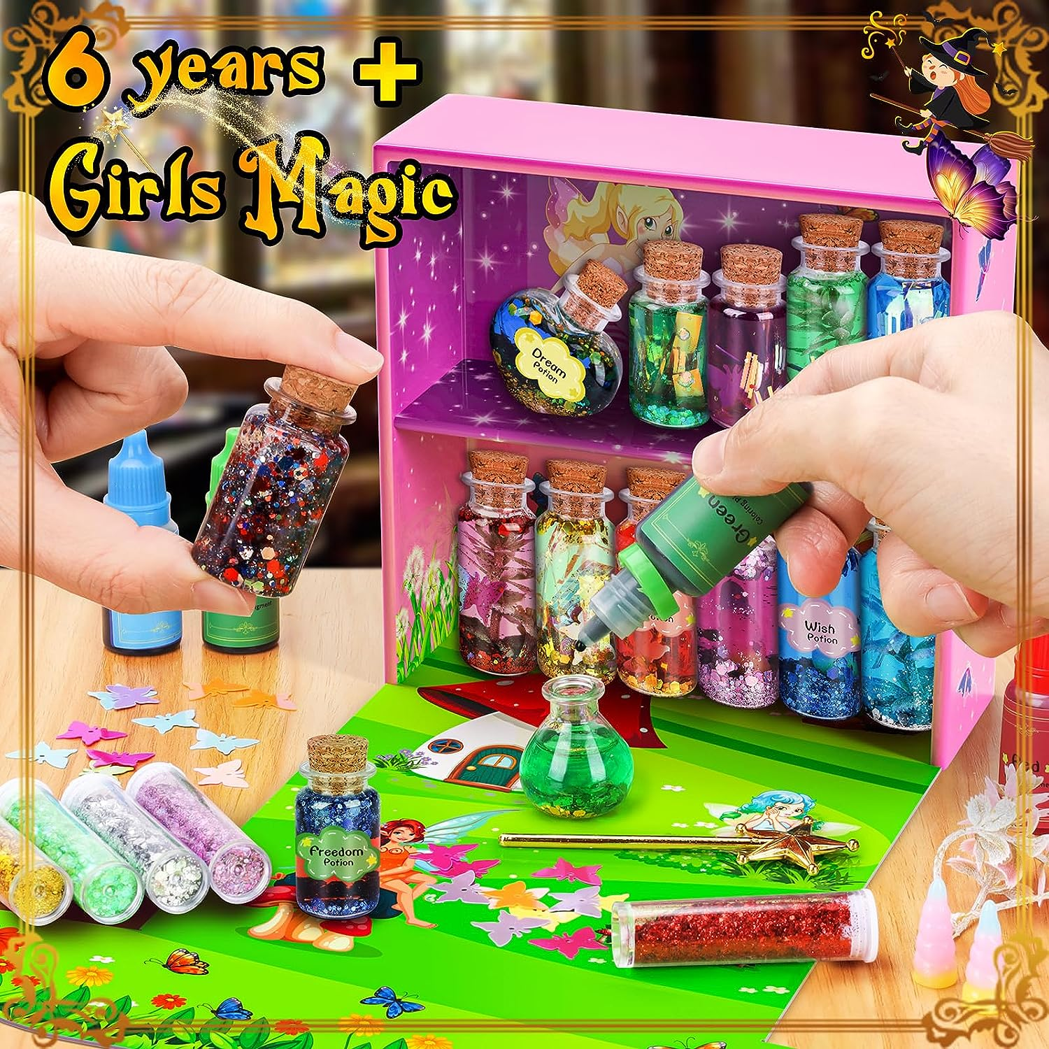 Fullove Gifts for Girls Age 6 7 8 9 10: Arts and Crafts Kids 10 Year Old Girl Toys Craft Kits Birthday Creative Potion Making Kit Children, Pink Day