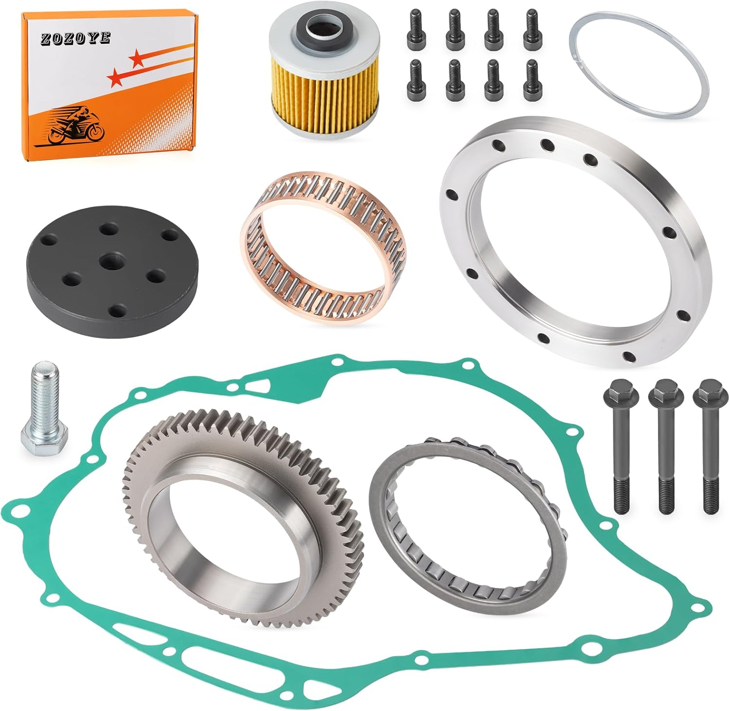 Puller Tool & One Way Starter Clutch Bearing Idler Gear Kit for Yamaha XVS1100 V-Star 1100 1999-2009 image number 5