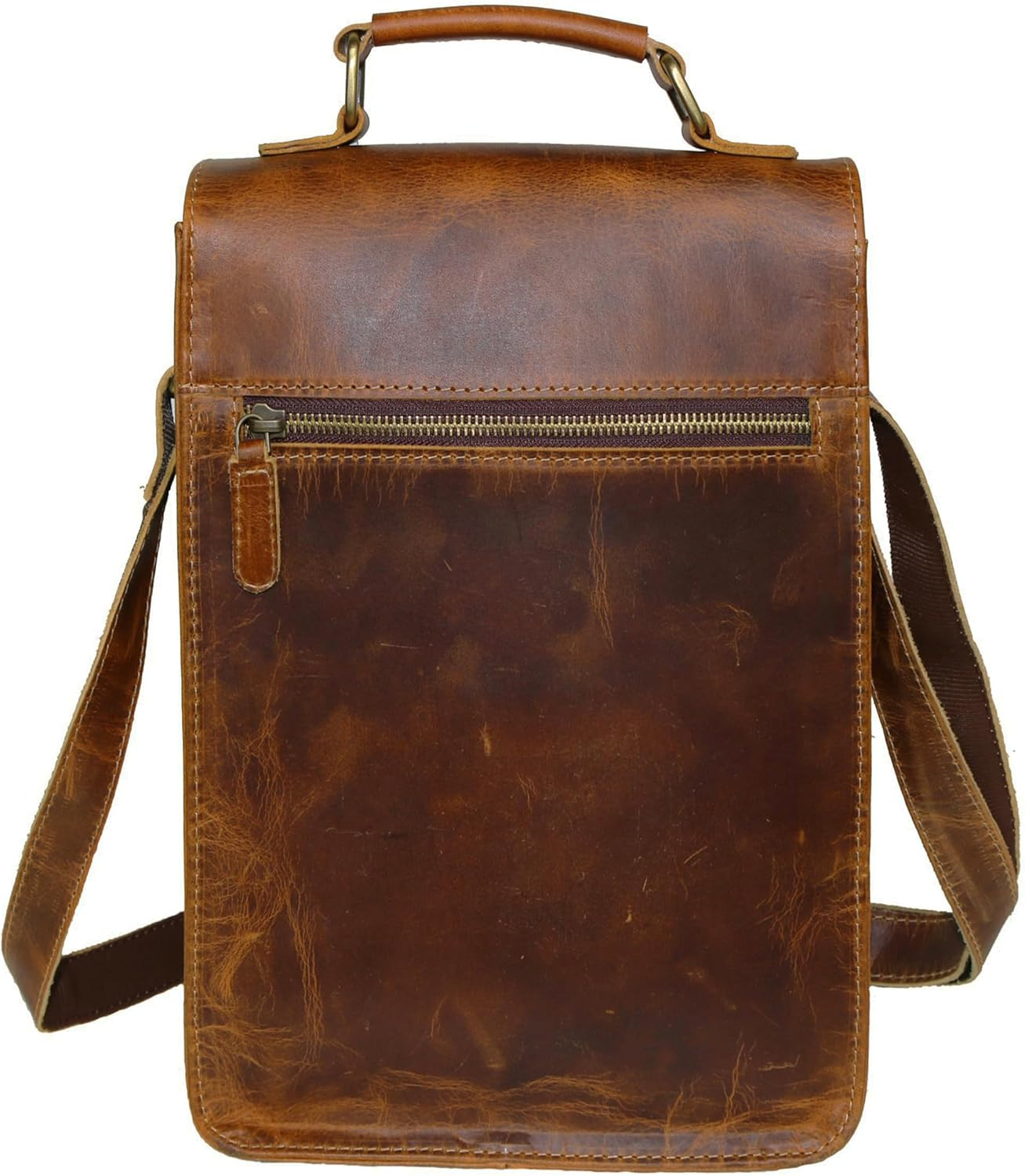 13" Leather Messenger Bag Laptop Case Office Briefcase Men Computer Distressed Shoulder Bag image number 2