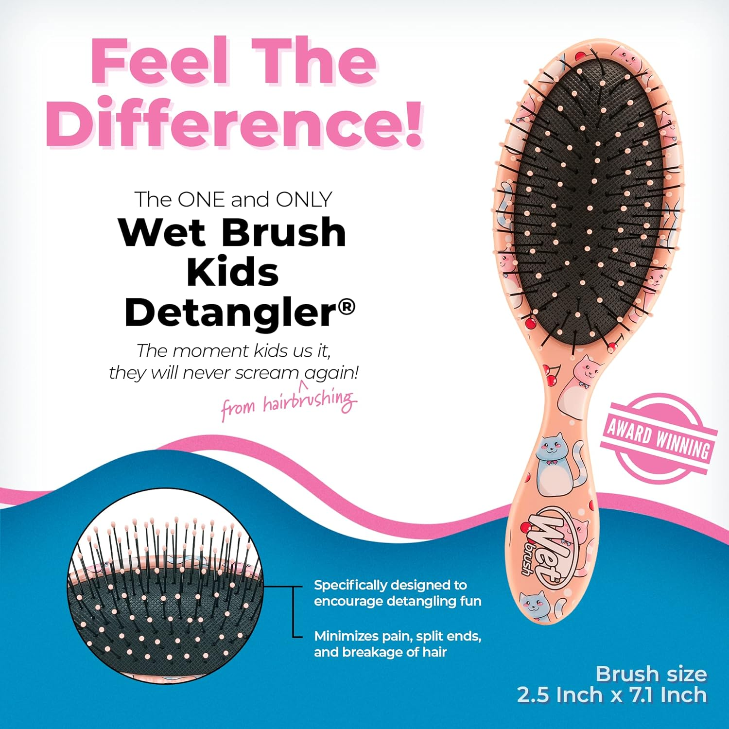 Wetbrush Kids Midi Scented Sweet Detangler Hair Brush, Kitty image number 3