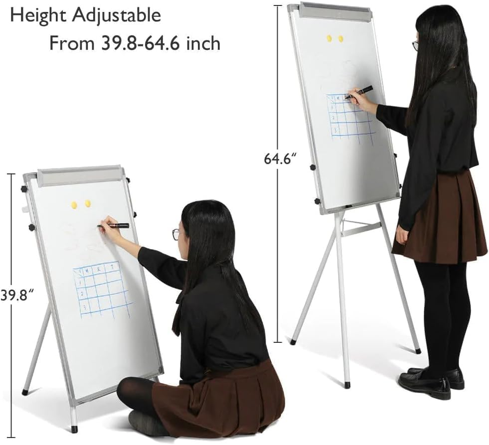Easel Whiteboard Stand - Portable Easel Tripod - Magnetic Display Telescopic Flipchart Dry Erase with Adjustable Height for Office or Teaching at Home & Classroom (White) image number 2