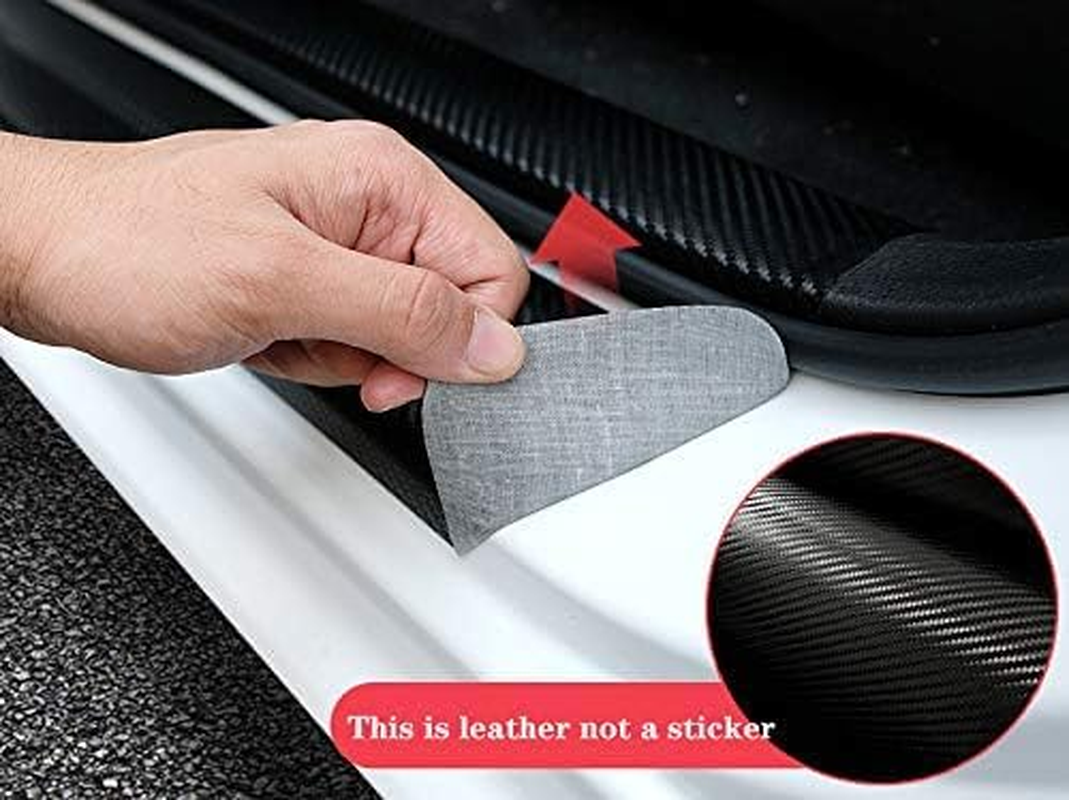 4Pcs GT-LINE Door Sill Protector Reflective 4D Carbon Fiber Sticker Decoration Door Entry Guard Door Sill Scuff Plate Stickers Accessories Compatible with KIA GT-LINE (Red) image number 1