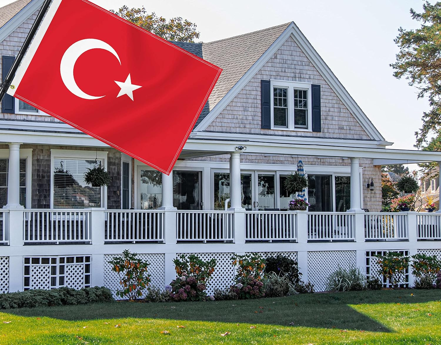 2&times;3 FT Turkey Flag, 60&times;90 CM Medium 100D Turks Outdoor Banner,Tiny Doube Side Printing Decor for Patio Garden with Brass Gromment image number 1