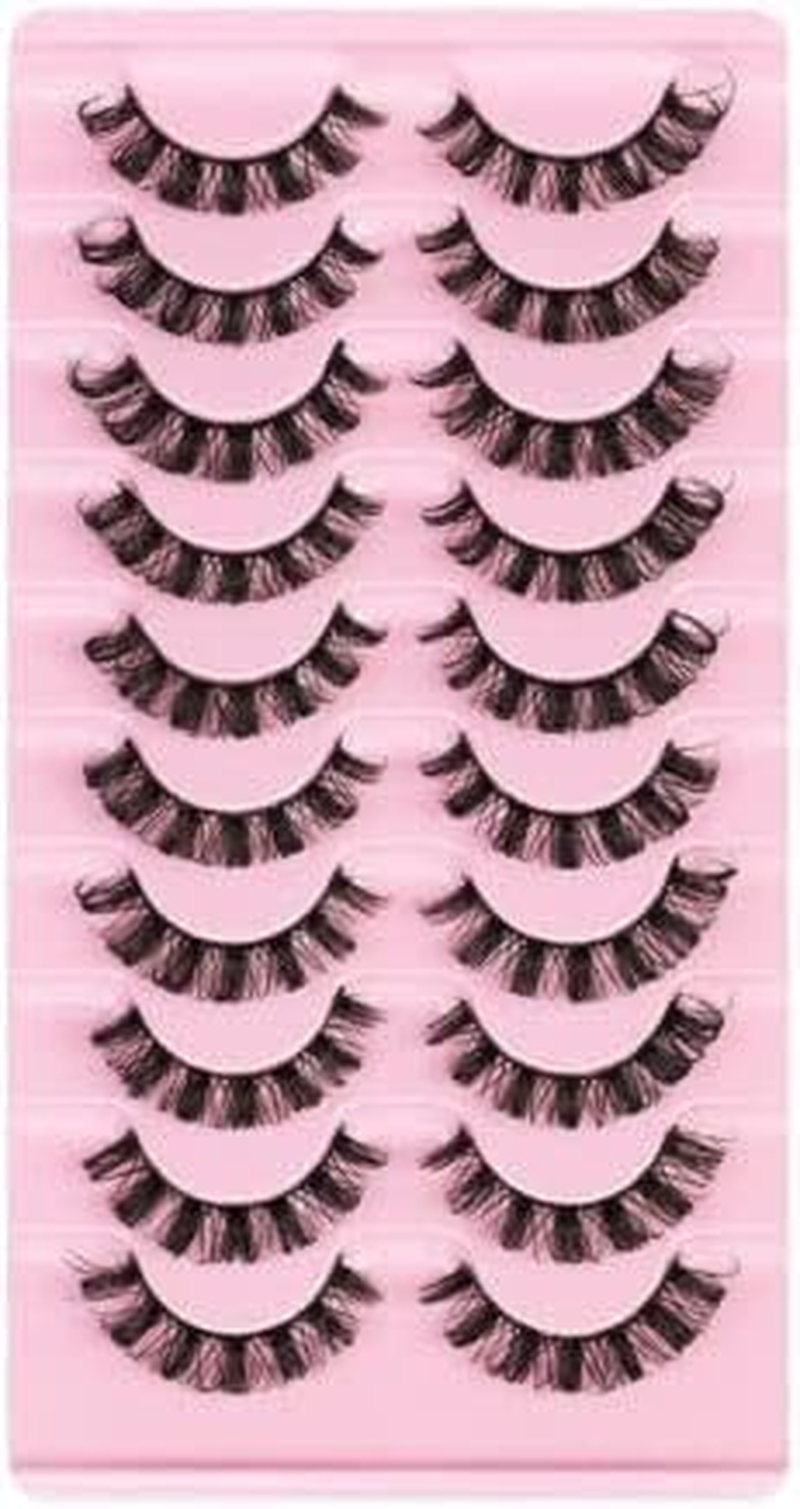 AIMALL 10 Pairs Russian D Curl Strip Lashes 3D Wispy Fluffy Handmade Reusable Synthetic Mink Eyelashes 6&ndash;10Mm Full Volume False Eyelash Set image number 6