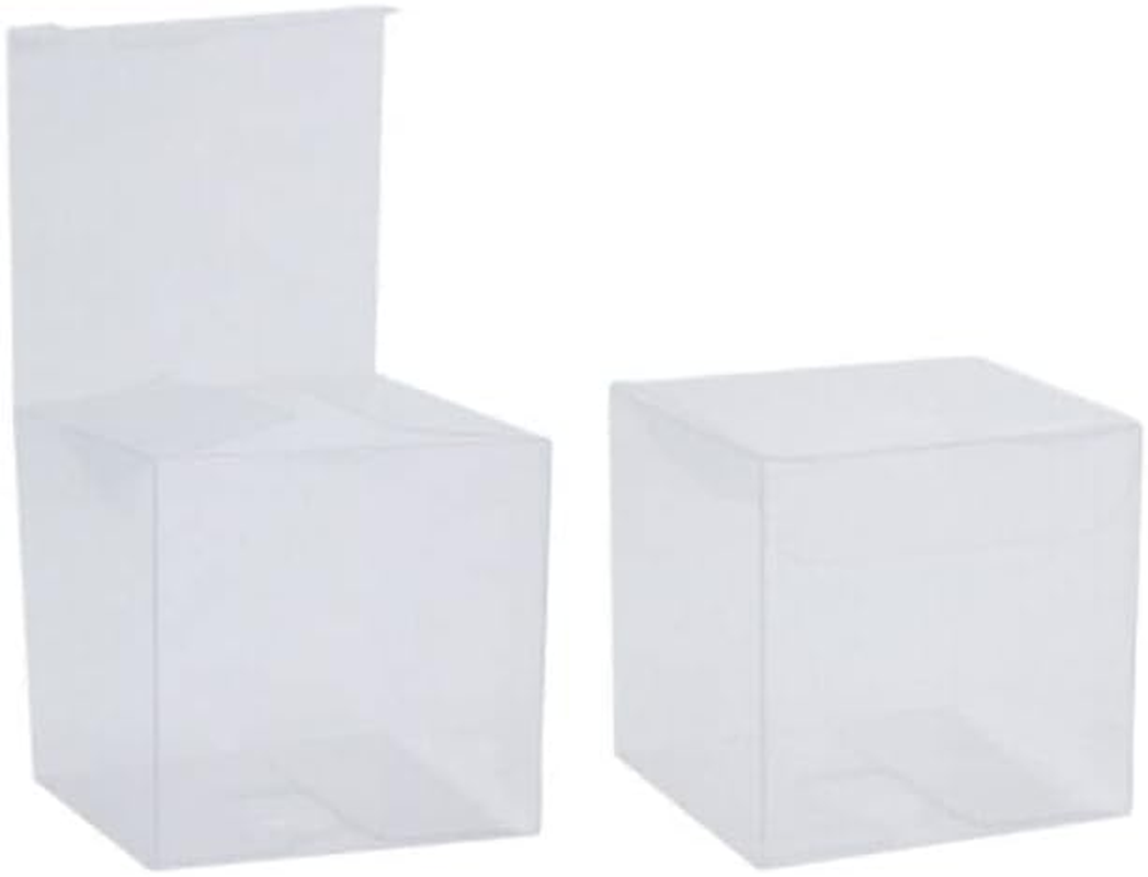 AIMALL 50 Clear PVC Macaron Boxes &ndash; Transparent Square Cube Favour Packaging for Wedding, Candy, Chocolate, Small Gifts, Flat Pack Easy Assembly image number 3