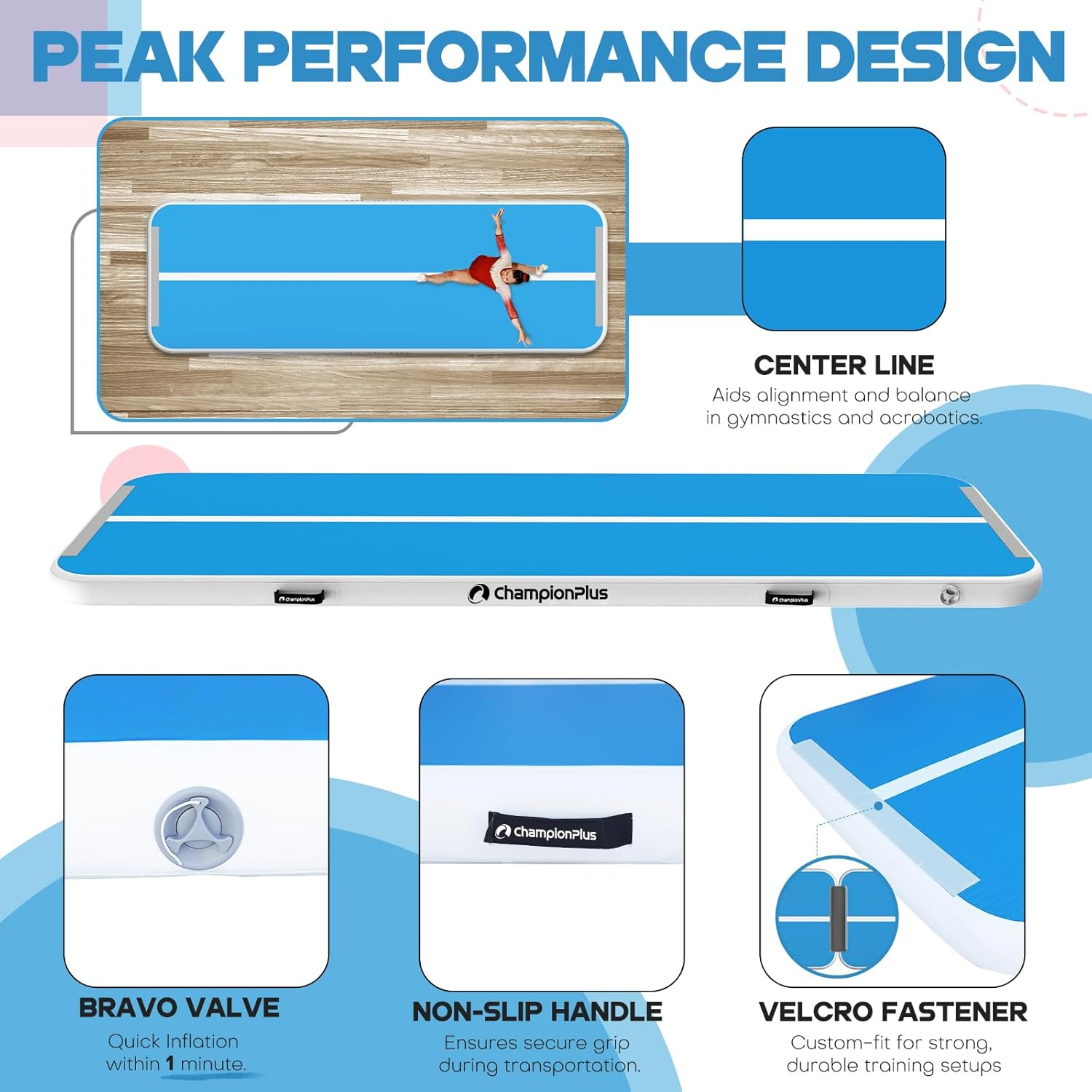 Inflatable Air Tumbling Mat Gymnastics Tumble Track 4 Inches Thickness Air Mats for Home Use/Training/Cheerleading/Water Yoga 10Ft with Electric Air Pump image number 3