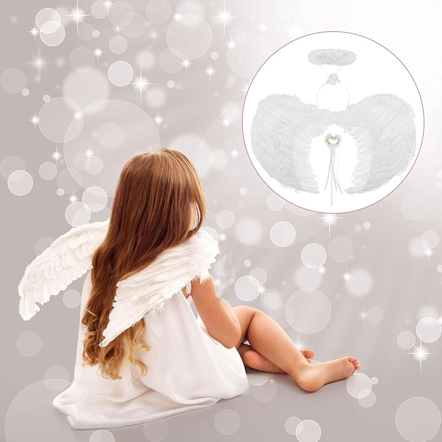 Angel Wings White, Angel Costume Women'S with Halo and Wand, Angel Wings, Costume Angel, White Wings Girls, Angel Wings Decoration, Feather Wings Angel, Angel Wings Costume image number 4