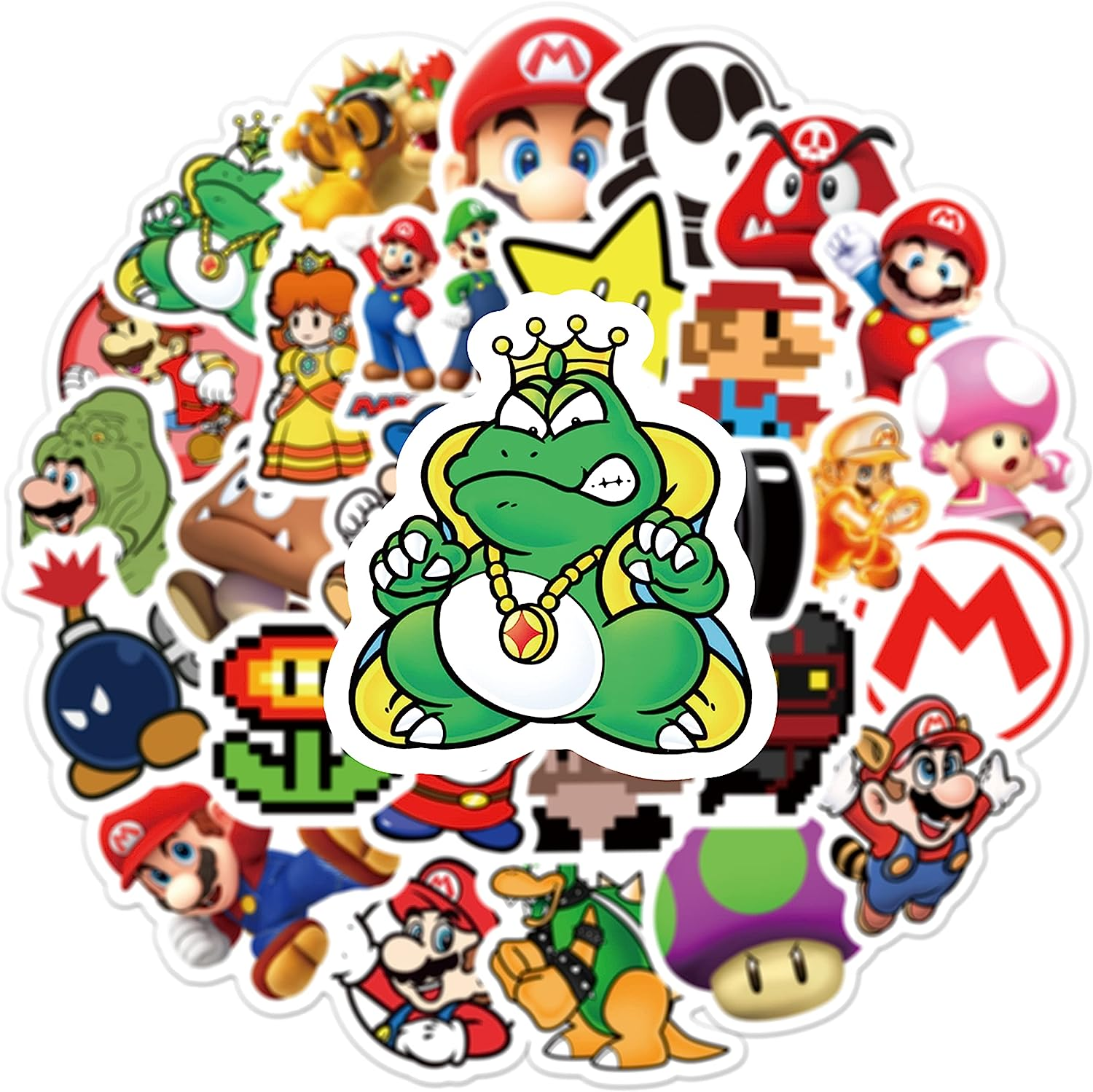 50PCS Super Mario Stickers, Vinyl Waterproof Stickers for Laptop,Bumper,Skateboard,Water Bottles,Computer,Phone,Cartoon Anime Stickers for Kids Teens Adult image number 3